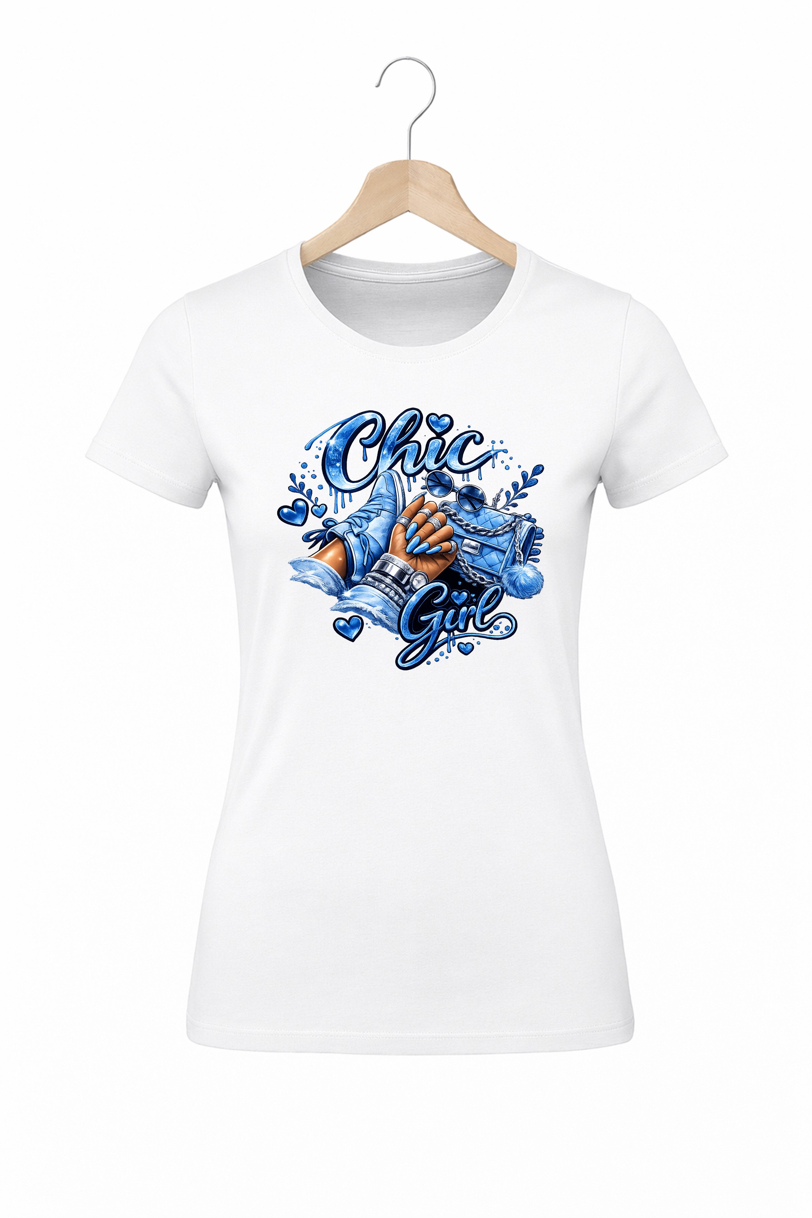Banco T-Shirt Damen Chic Girl Print Baumwolle Rundhals Casual Style Damen Oberteil Chic Girl Print Baumwolle Rundhals Casual Stylelook