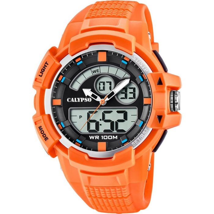 CALYPSO WATCHES Digitaluhr Calypso Herren Uhr K5767/1 Kunststoffband (Armbanduhr) Herren Armbanduhr rund Kunststoff PUarmband orange Sport