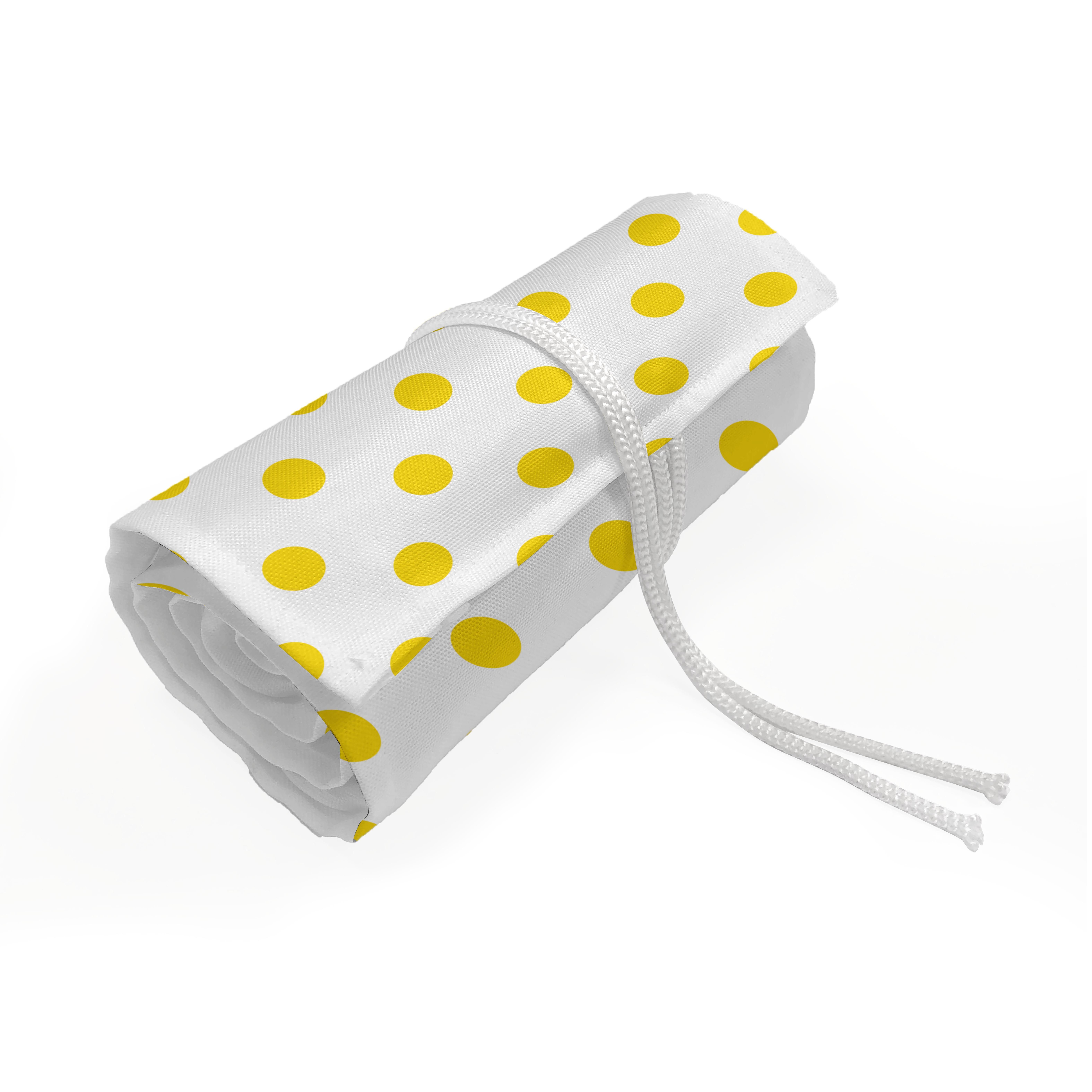 Stiftablage Spots und Gelb langlebig Segeltuch Yellow Weiß Picknick Federmäppchen tragbar und Organizer, Retro Abakuhaus