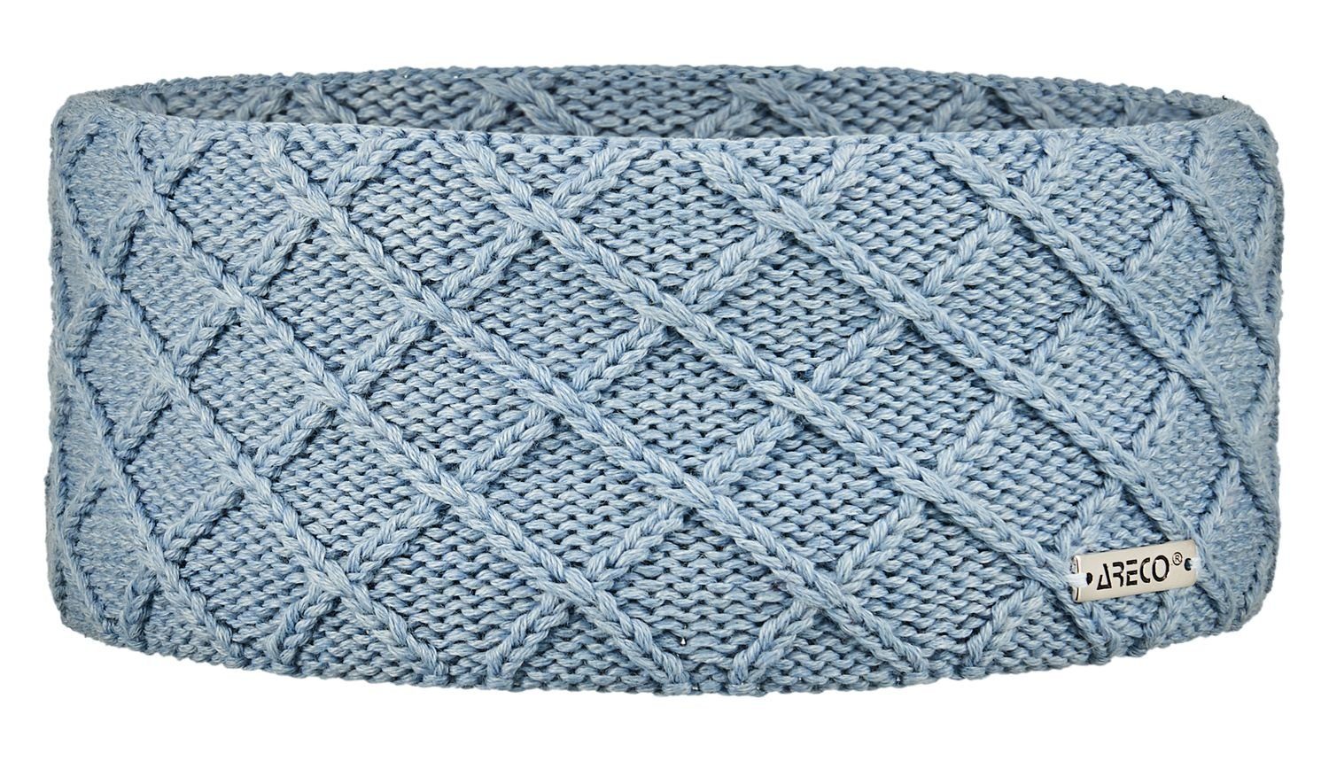 Fleeceband Stirnband Gitter-Muster bleu innen Stirnband Areco