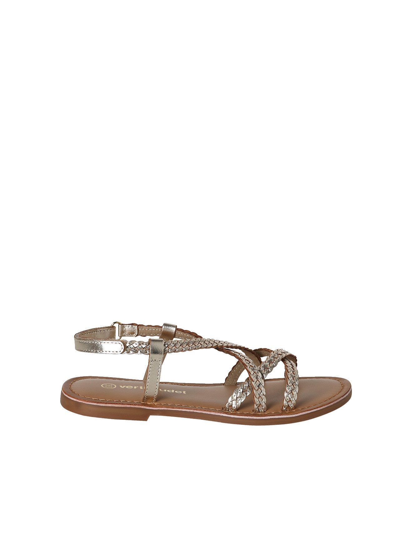 vertbaudet Ledersandalen geflochten mit Klett Mädchen Sandale