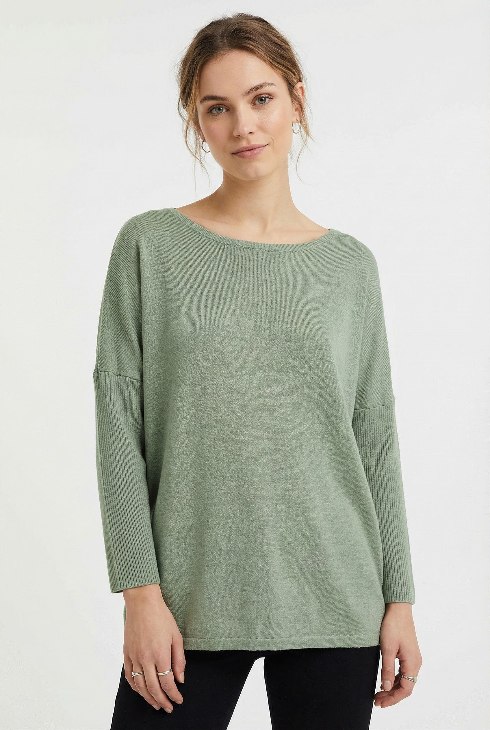 Saint Tropez Rundhalspullover A2561, MilaSZ R-Neck Viskosemischung, Casual fit