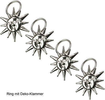 Gardinenring Sonne, Liedeco, Gardinenstangen, (Packung, 4-St., mit Dekoklammer), für Gardinenstangen Ø 16 mm