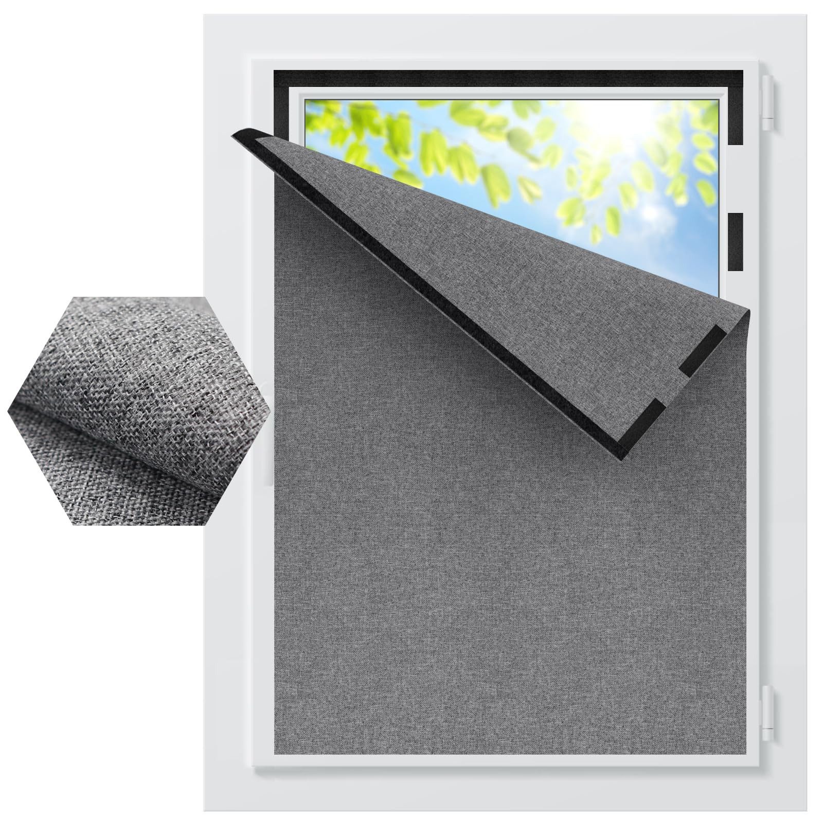 Verdunklungsrollo Fenster Verdunkelung Dachfenster Leinenoptik Material-Upgrade, Agger, für Faltenfreie Verdunklungsrollo ohne Bohren Verdunklungsstoff