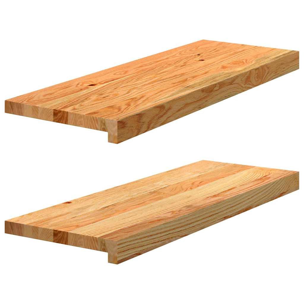 vidaXL Stufenmatte Treppenstufen 2 Stk. Hellbraun 70x30x2 cm Massivholz Eiche, Rechteckig, Höhe: 2 mm