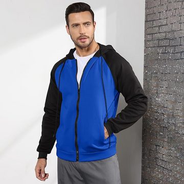 KIKI Arbeitsjacke Herren-Fleecejacke mit Kapuze in Kontrastfarbe