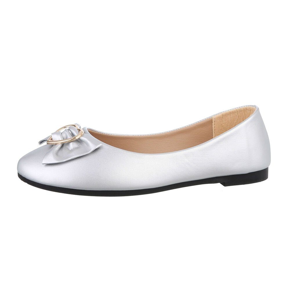Ital-Design Damen Freizeit Ballerina (85894195) Blockabsatz Klassische Балетки in Silber
