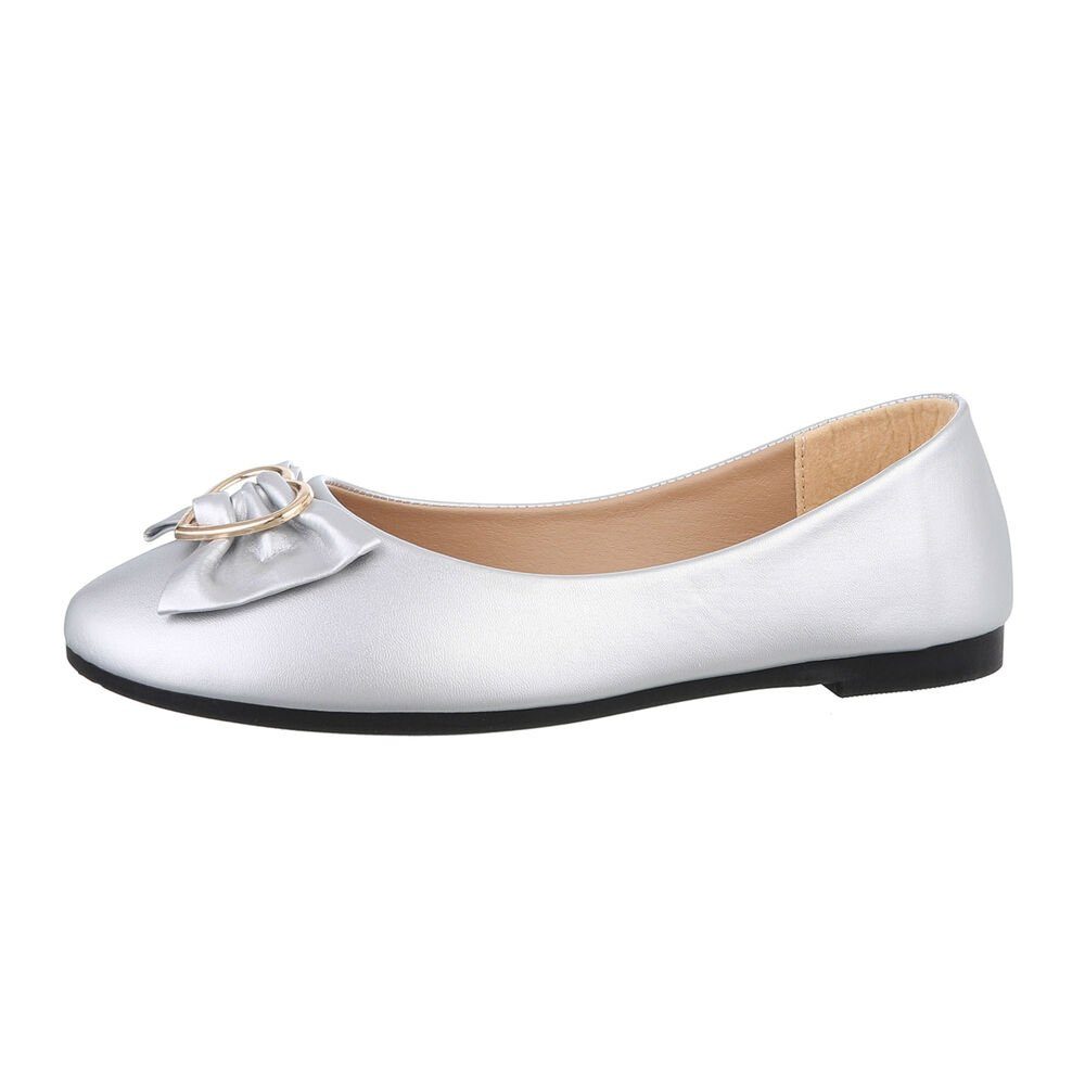 Ital-Design Damen Freizeit Ballerina Blockabsatz Klassische Ballerinas in Silber