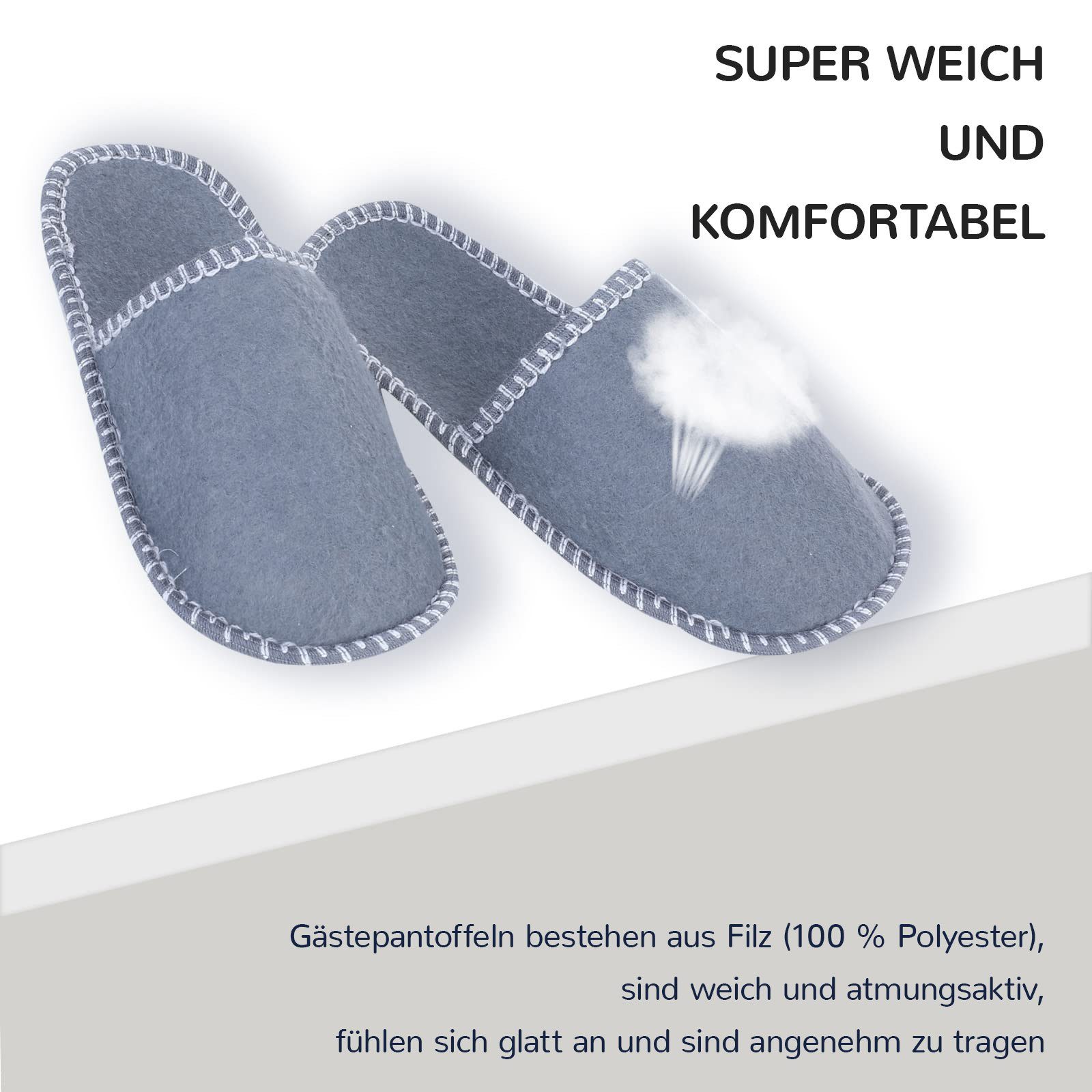 TLGREEN Gästepantoffel Gästehausschuhe Set Hausschuh AntirutschSohle