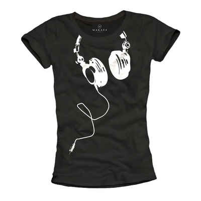 MAKAYA T-Shirt Kurzarm Damen Top Musik Hip Hop Rock Band Print Aufdruck Damenshirt mit Frontprint