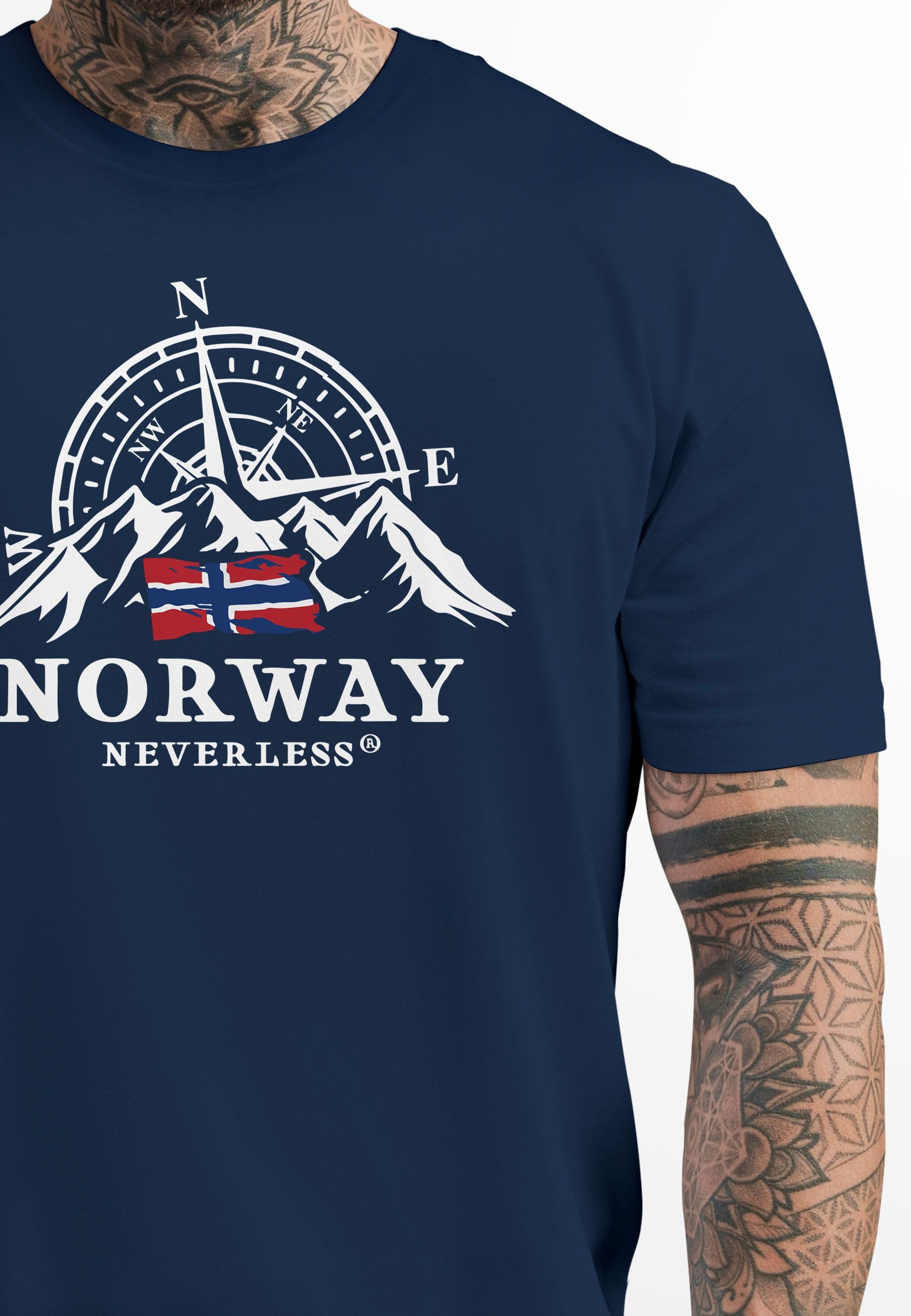 Neverless Print-Shirt Herren T-Shirt Norwegen Flagge günstig online kaufen