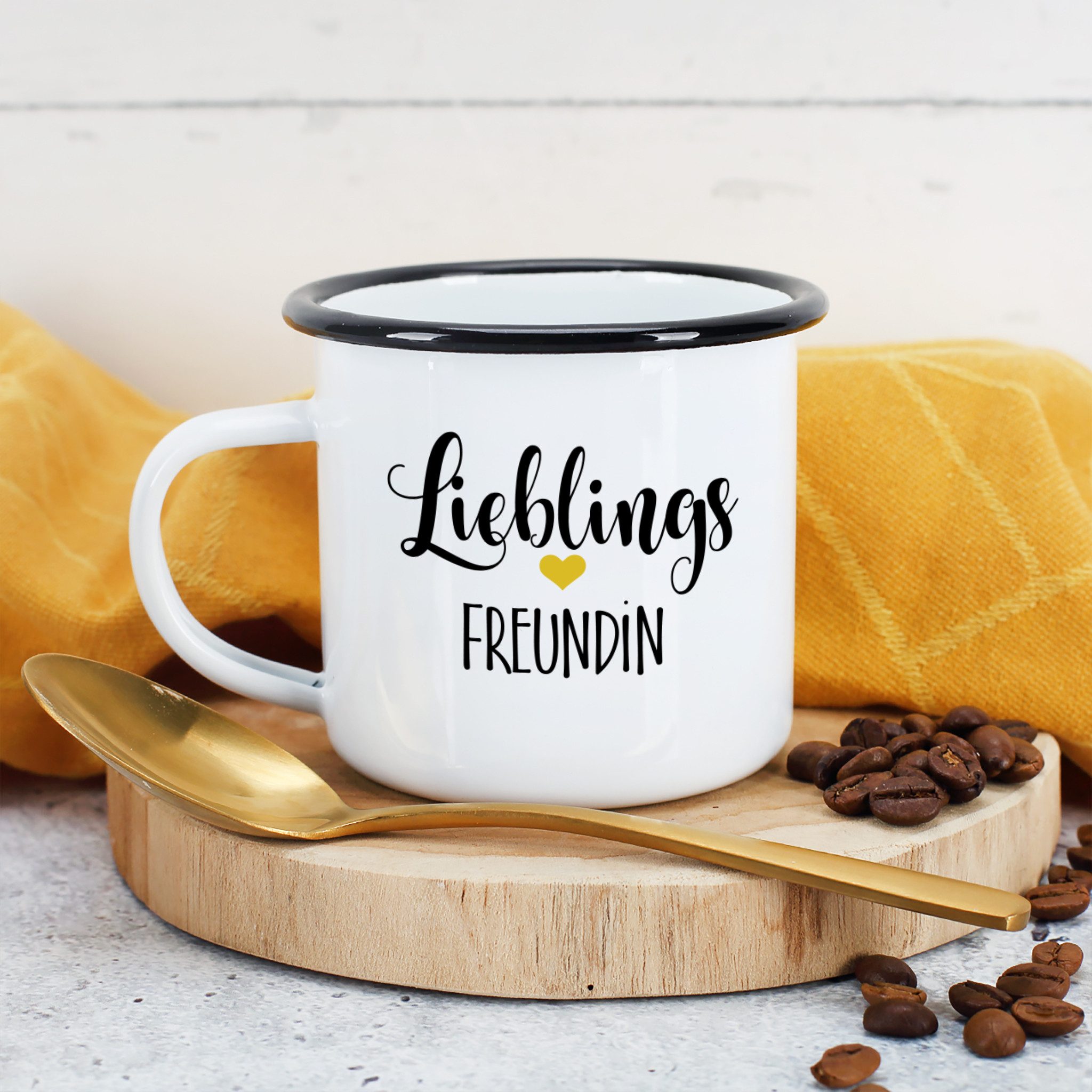 Herz & Heim Tasse aus Metall mit Motiv für die Liebsten