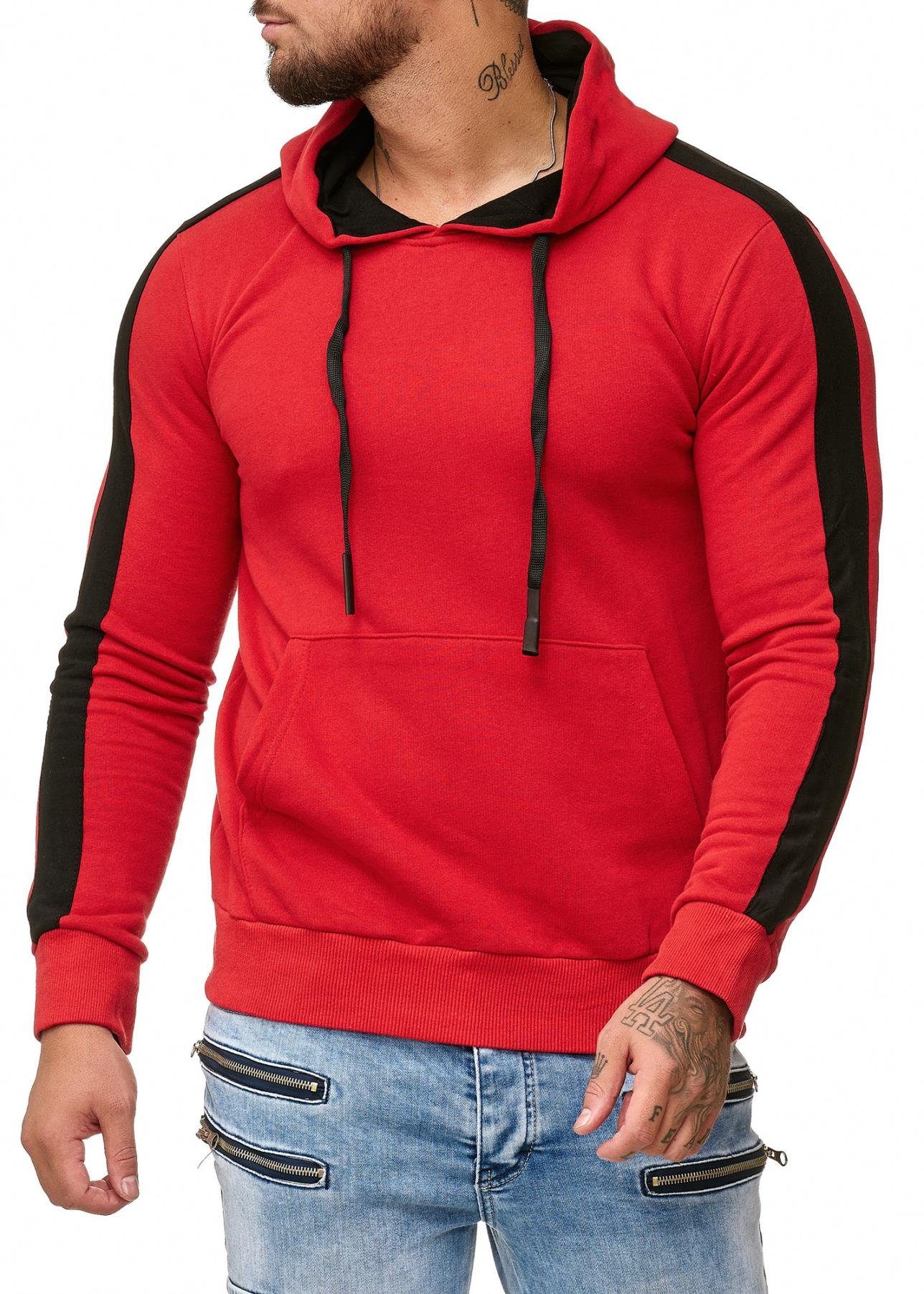 Herren Freizeit Hoodie Fitness Hoodie Kapuzenpullover Sweater, Casual Code47 Rot Kapuzenpullover Code47 (Hoodie 1212 Sweatshirt 1-tlg) Pullover Modell