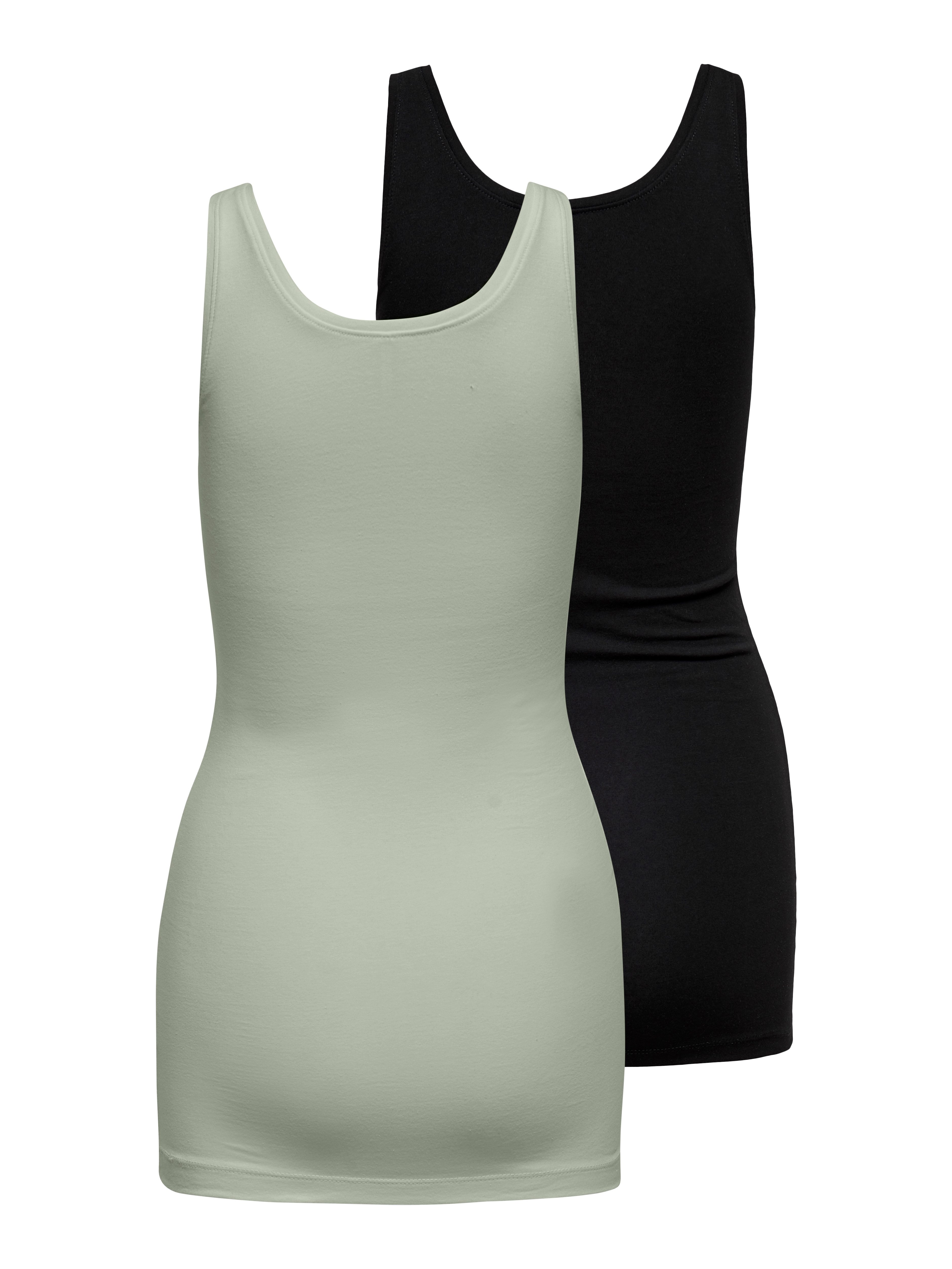 ONLY Tanktop ONLLIVE – Slim-Fit Tanktops mit Stretch für optimalen Sitz (Packung, 2-tlg., 2er-Pack) slim fit, casual, Jersey, Baumwollmischung, Rundhals