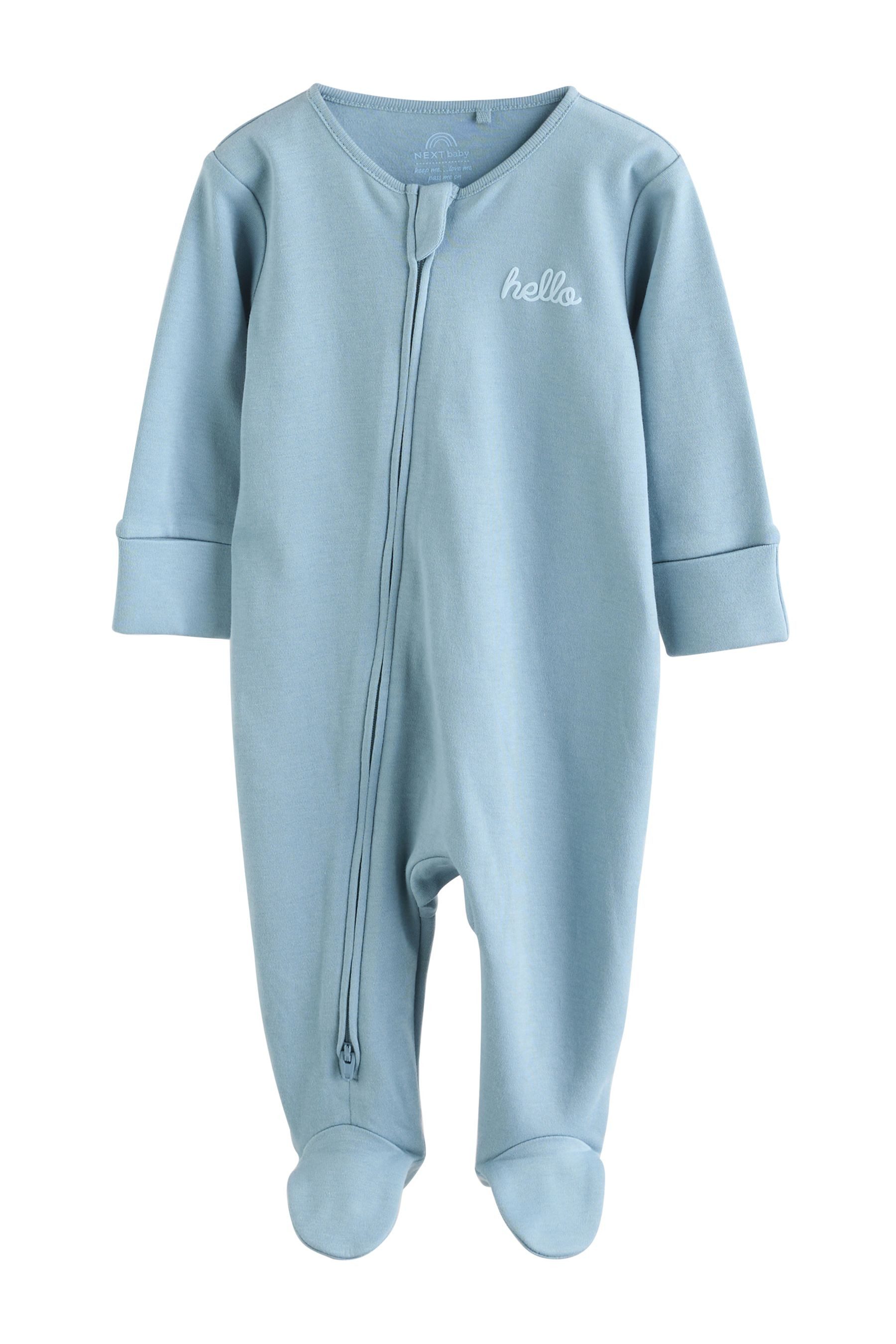 Next Schlafoverall Baby 100 % Baumwollschlafanzüge im 3er-Pack (3-tlg)