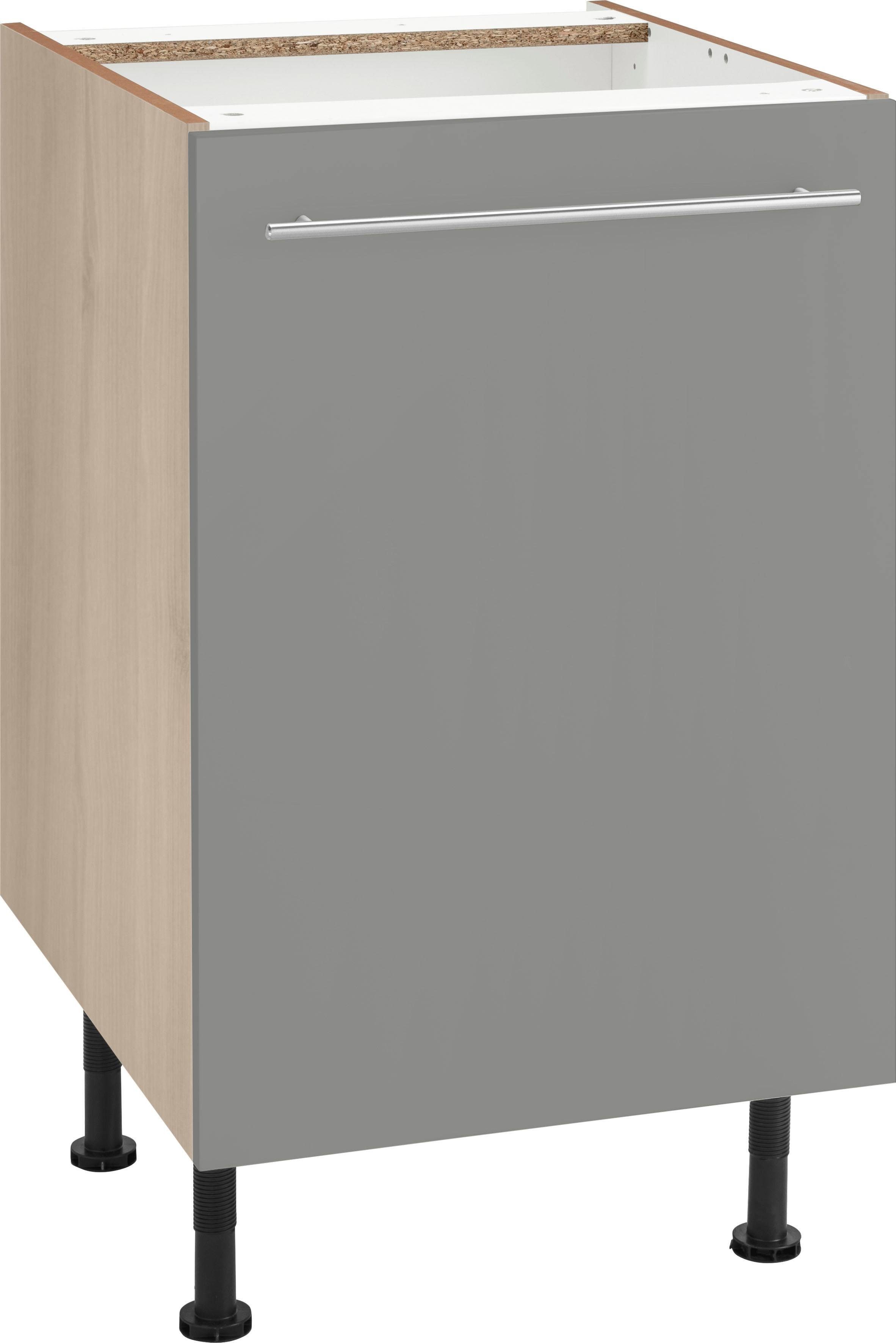 OPTIFIT Unterschrank Bern 50 cm breit, mit 1 Tür mit höhenverstellbaren Füßen, mit Metallgriff basaltgrau/akaziefarben