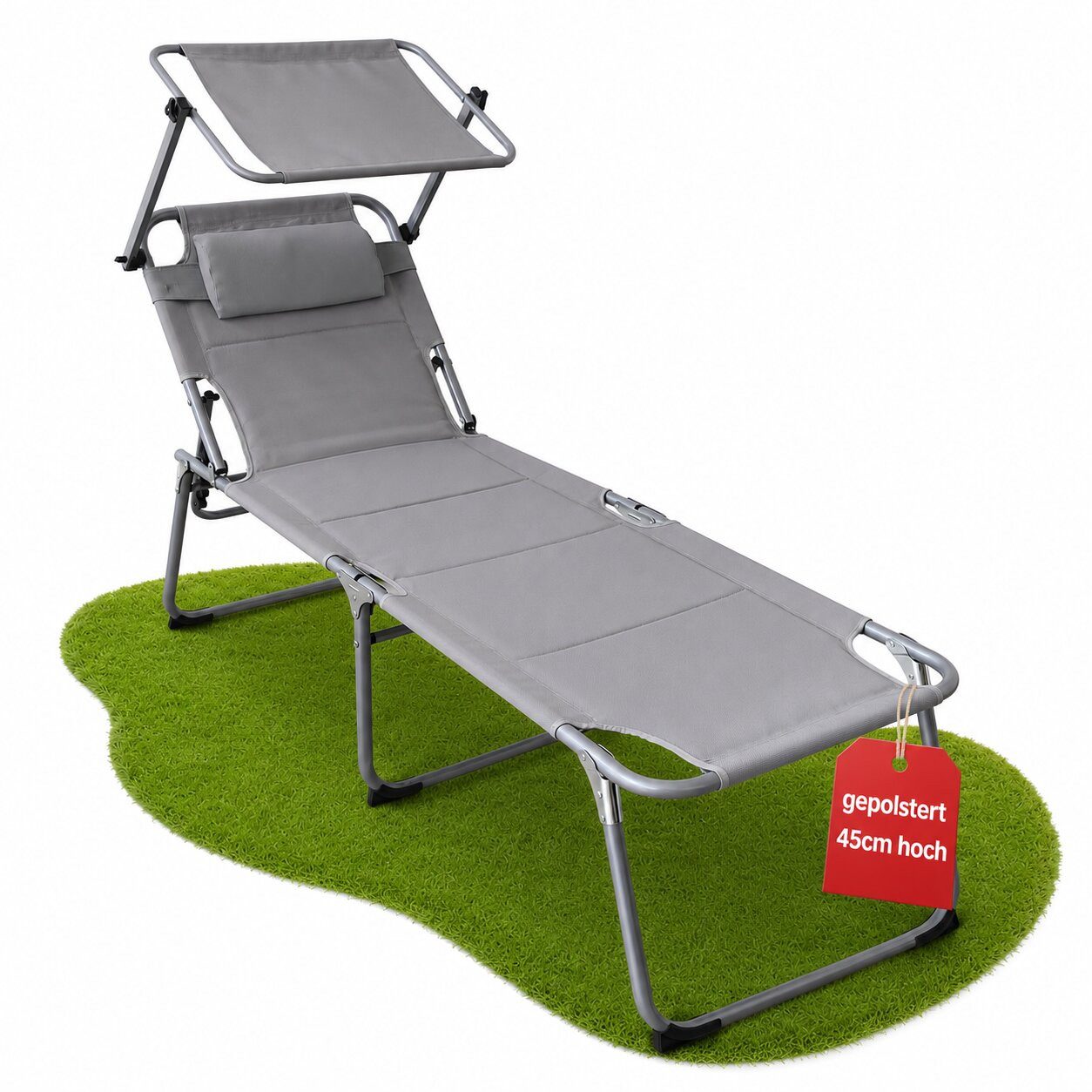 BigDean Gartenliege Sonnenliege klappbar mit Sonnendach