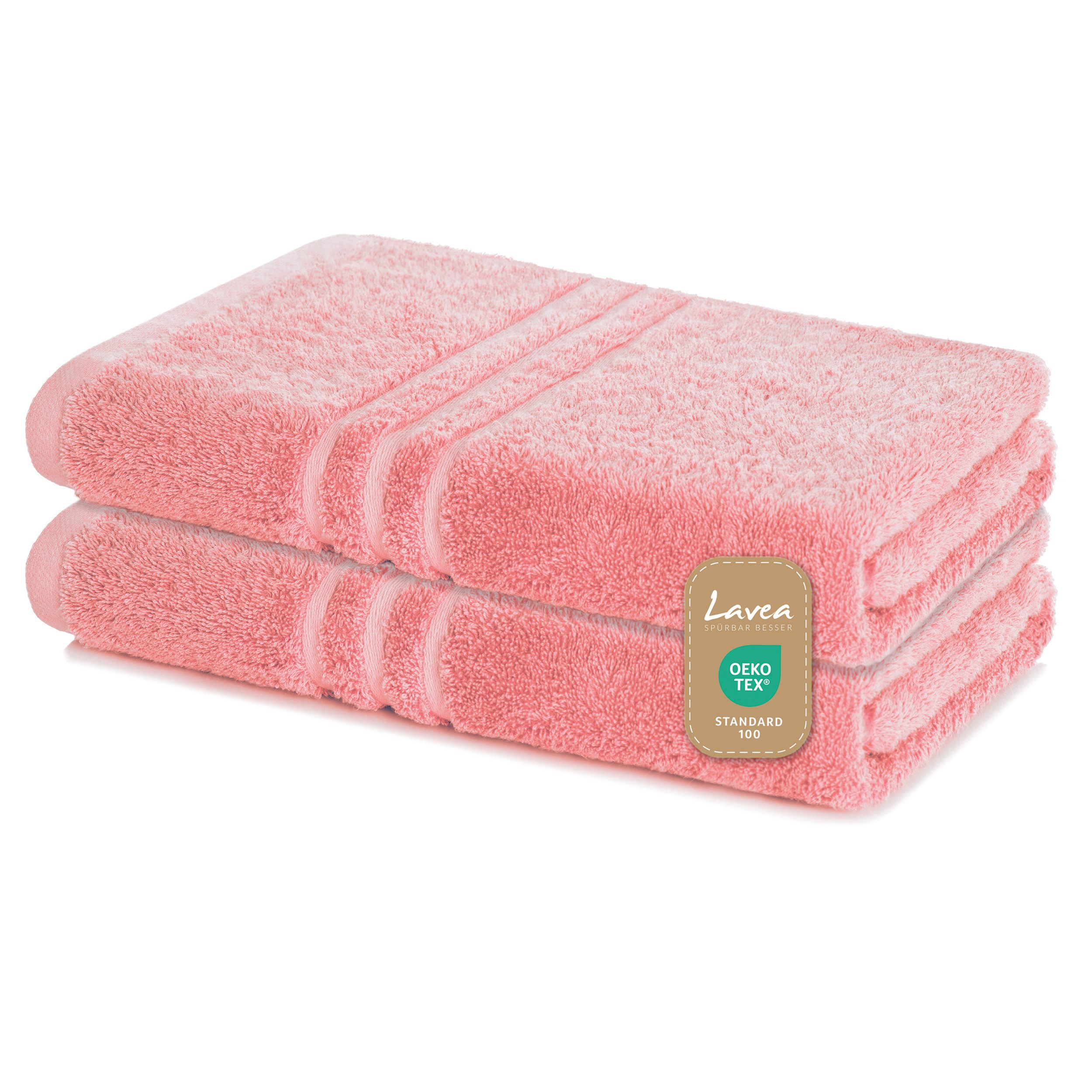 Lavea Duschtuch Elena-Frottierserie 70x140 cm, 100% Baumwolle (2er Set), 500 g/m² Frottier, weich & saugstark, pflegeleicht