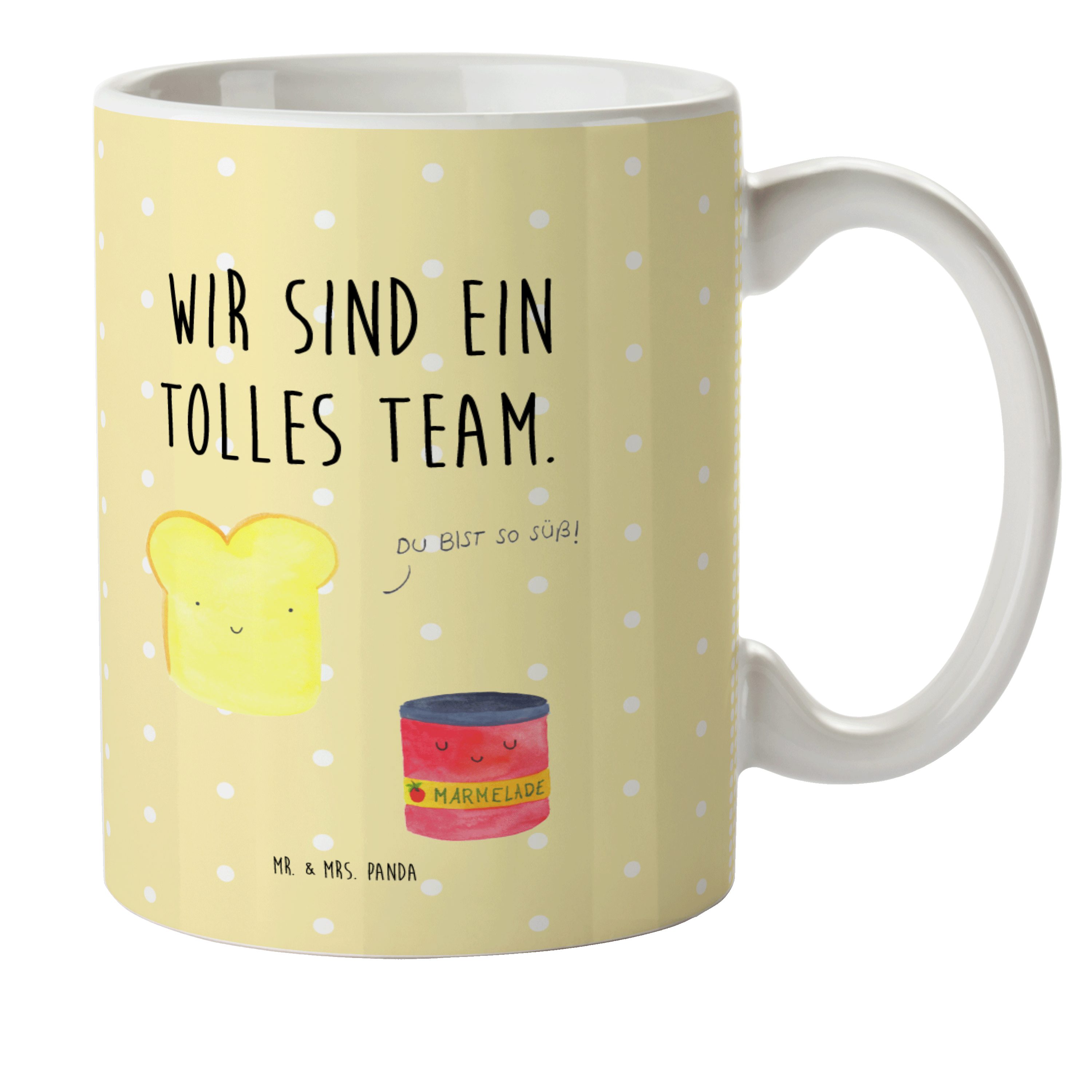 Mr. & Mrs. Panda Kinderbecher Toast & Marmelade - Gelb Pastell - Geschenk, Kunststoff Tasse, Tiere, Kunststoff