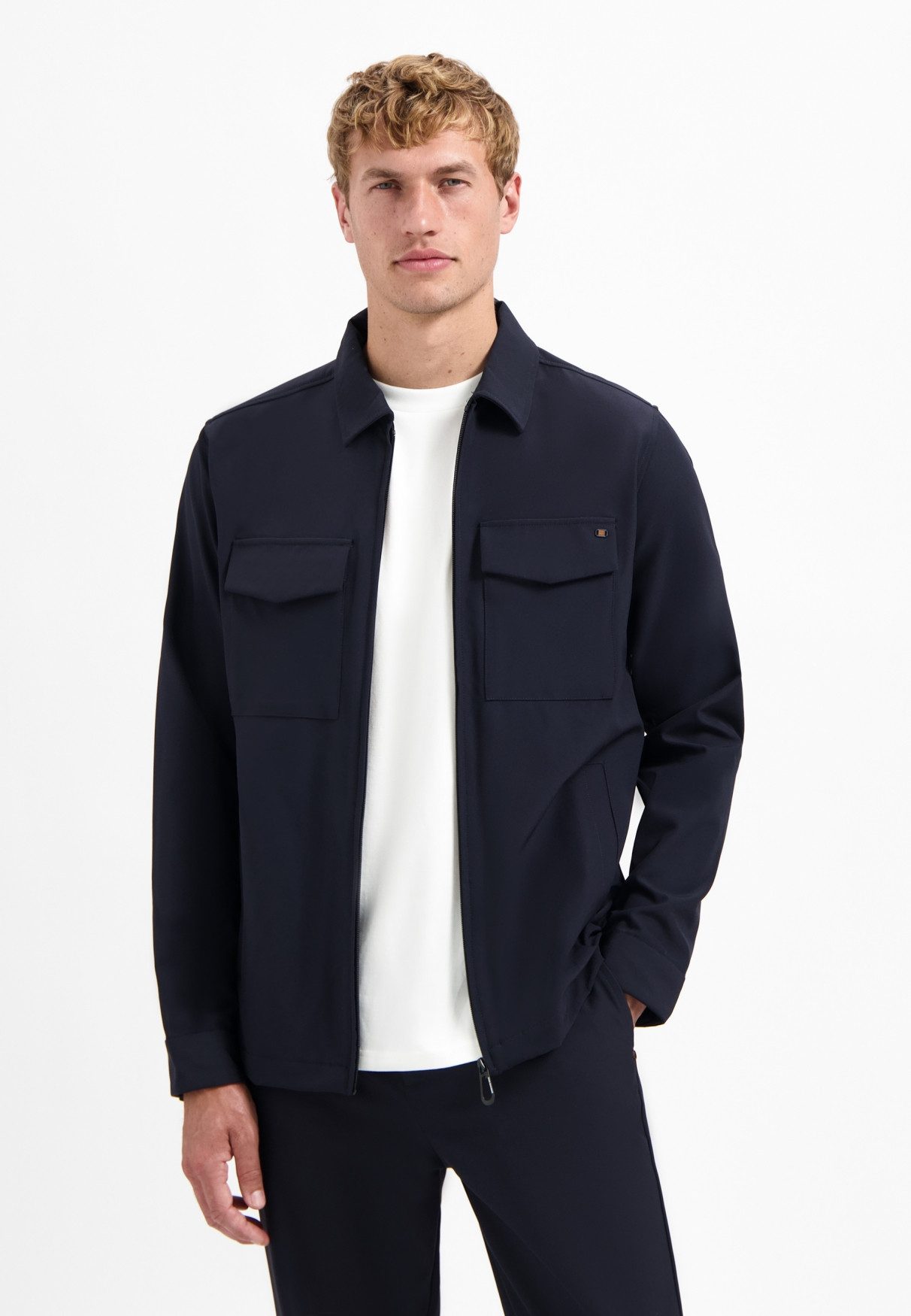NO EXCESS Rundhalspullover Overshirt Full Zipper Stretch Sedoc