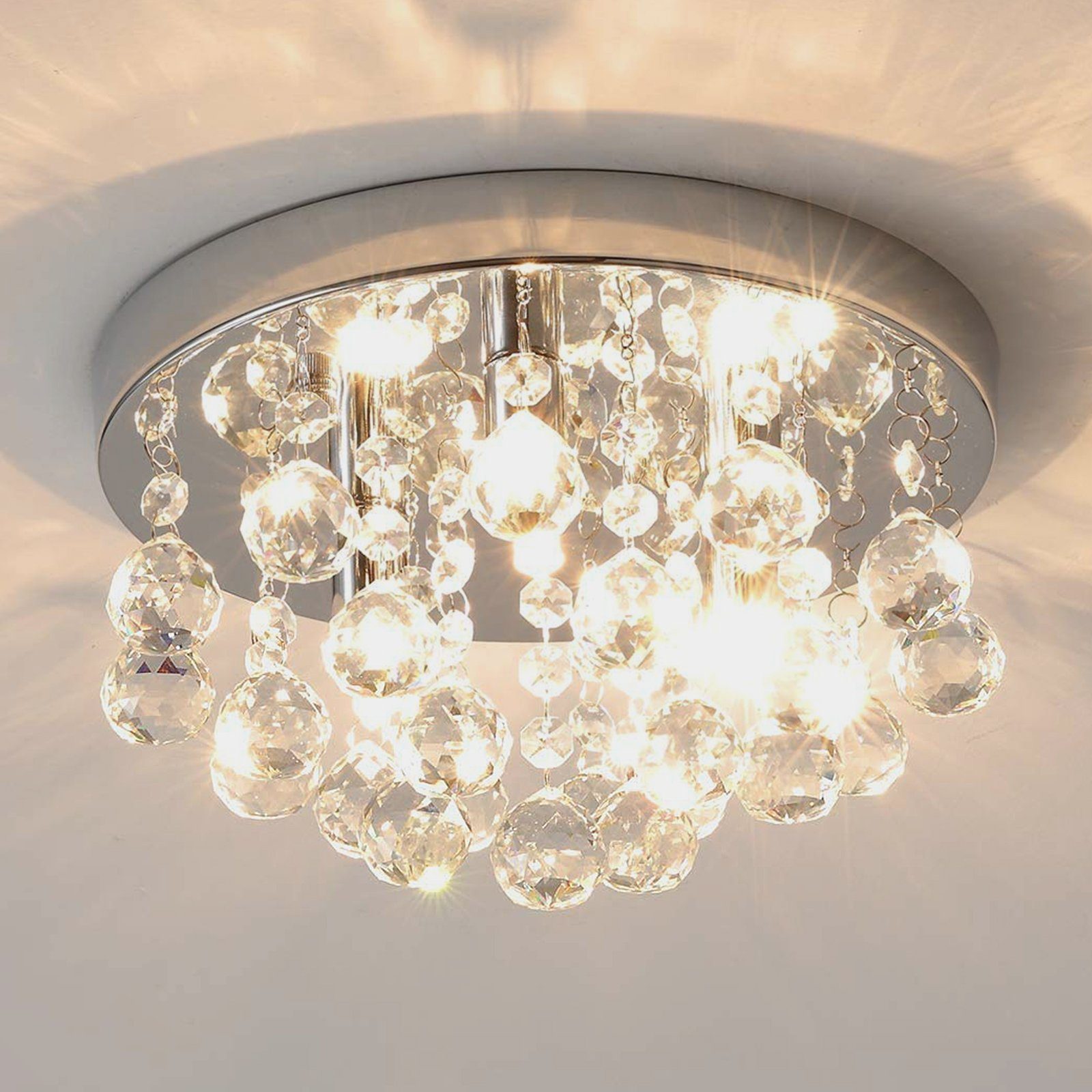 LED Luxus Hänge Lüster Lampe Kristall Kron Leuchte Ess Zimmer Decken Leuchte 