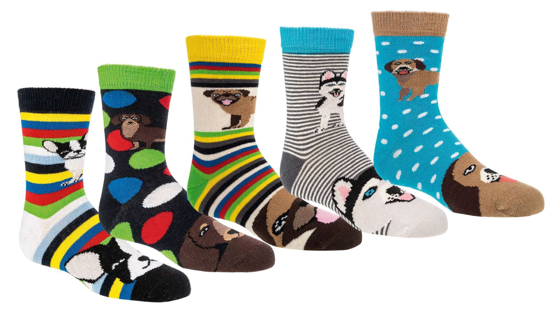 Wowerat Freizeitsocken 3 Paar weiche Kindersocken Lustige Hunde, für Jungen & Mädchen