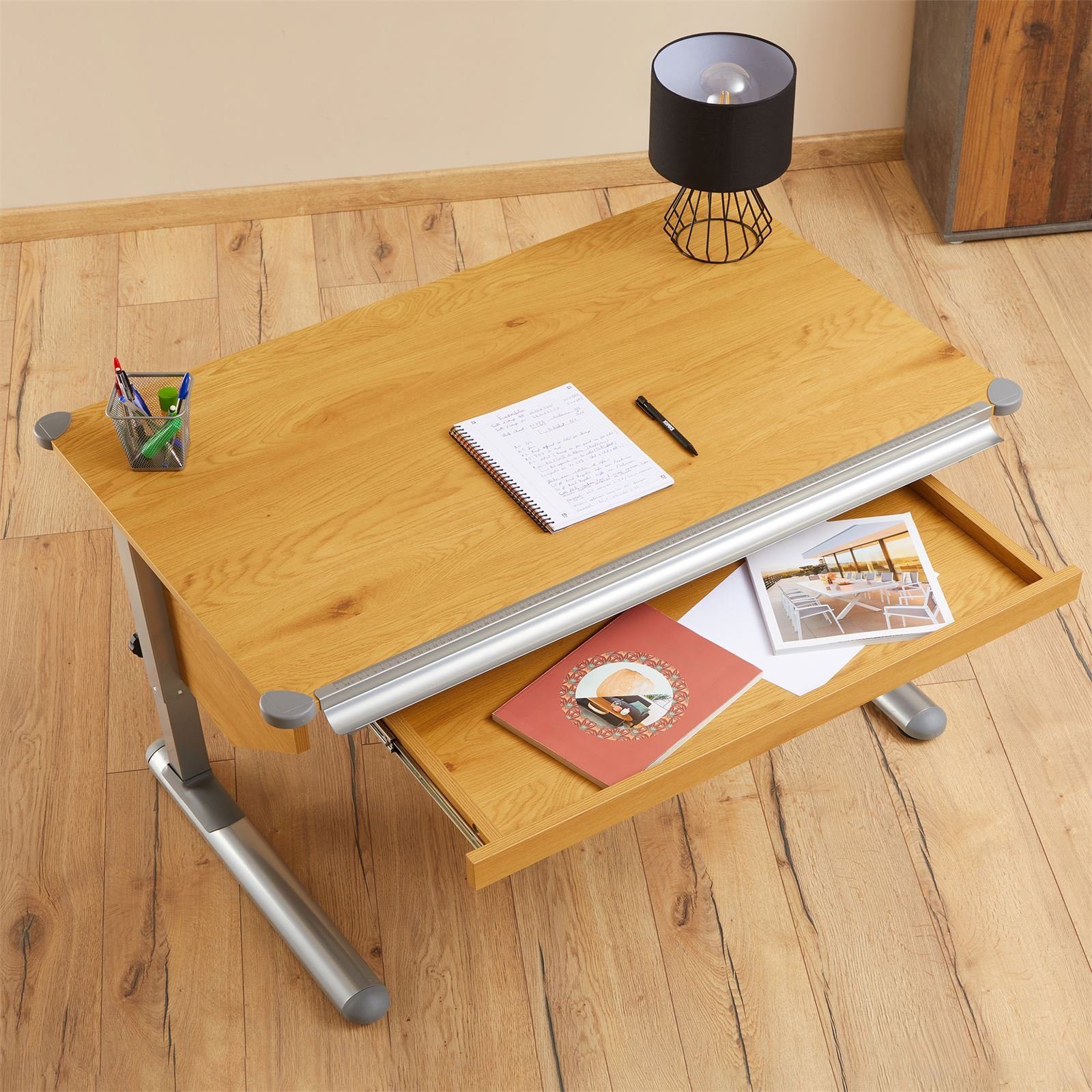 CARO-Möbel Kinderschreibtisch PHILIPP, Kinderschreibtisch für Kin Schreibtisch mit Schublade höhenverstellbar