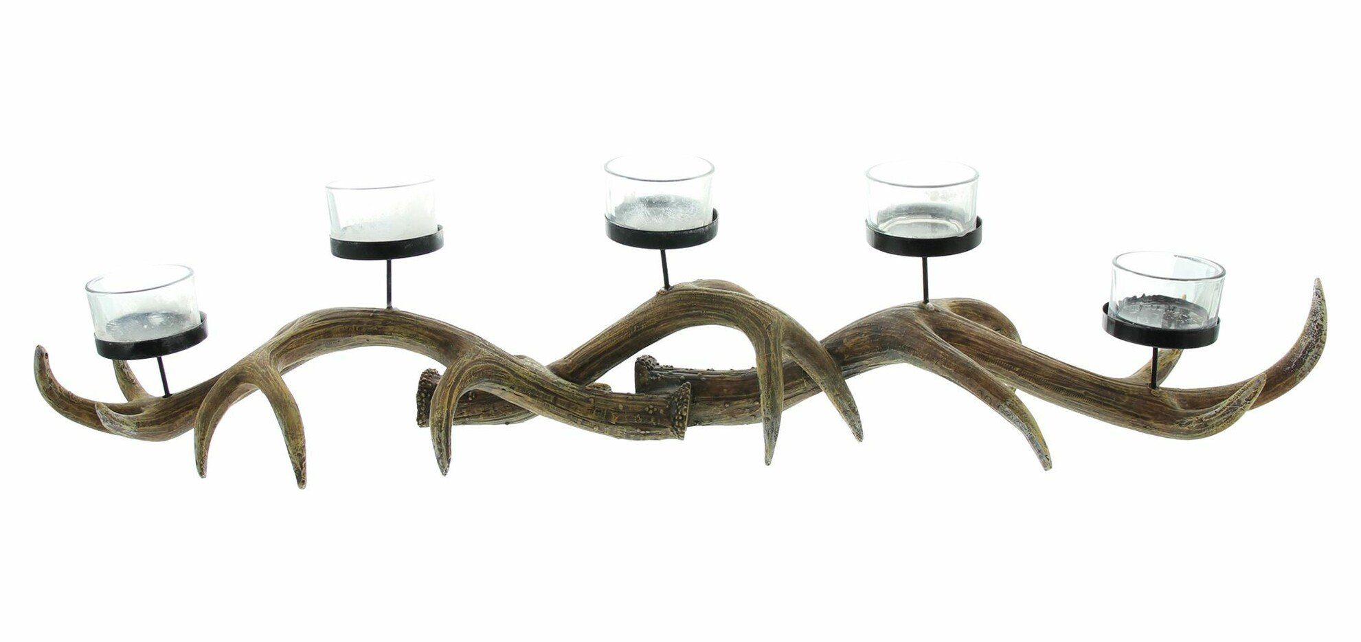 Home-trends24.de Kerzenhalter Kerzenhalter Geweih Teelichthalter Kerzenhalter Hirsch Dunkelbraun