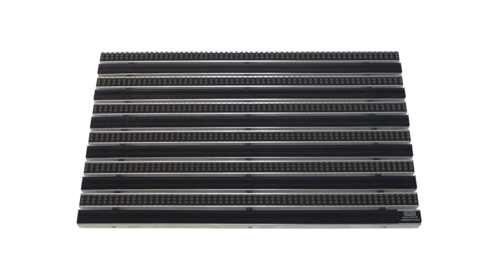 Emco Fußmatte Eingangsmatte DIPLOMAT, Gummi Schwarz + Bürsten Grau, rechteckig, Höhe: 22 mm, Größe: 600x400 mm, für Innen- und Außenbereich