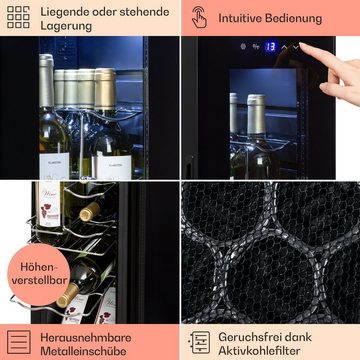 Klarstein Weinkühlschrank Shiraz 12 Slim Uno, für 12 Standardflaschen á 0,75l,Wein Flaschenkühlschrank Weintemperierschrank Weinschrank Kühlschrank