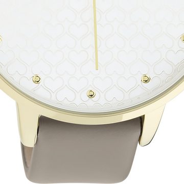 OOZOO Quarzuhr Oozoo Damen Armbanduhr Timepieces, Damenuhr rund, extra groß (ca. 48mm) Lederarmband, Fashion-Style