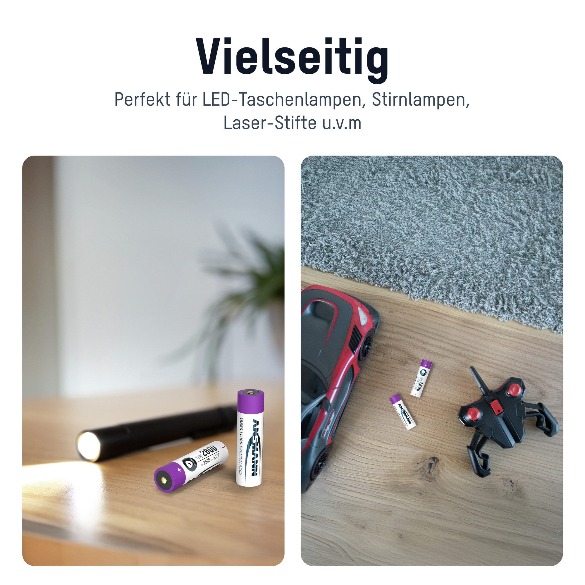 ANSMANN AG 18650 Li-Ion Akku (3.6V, 2600 mAh) mit Safetyboard, Taschenlampe etc. Akku 2600 mAh (3.6 V)