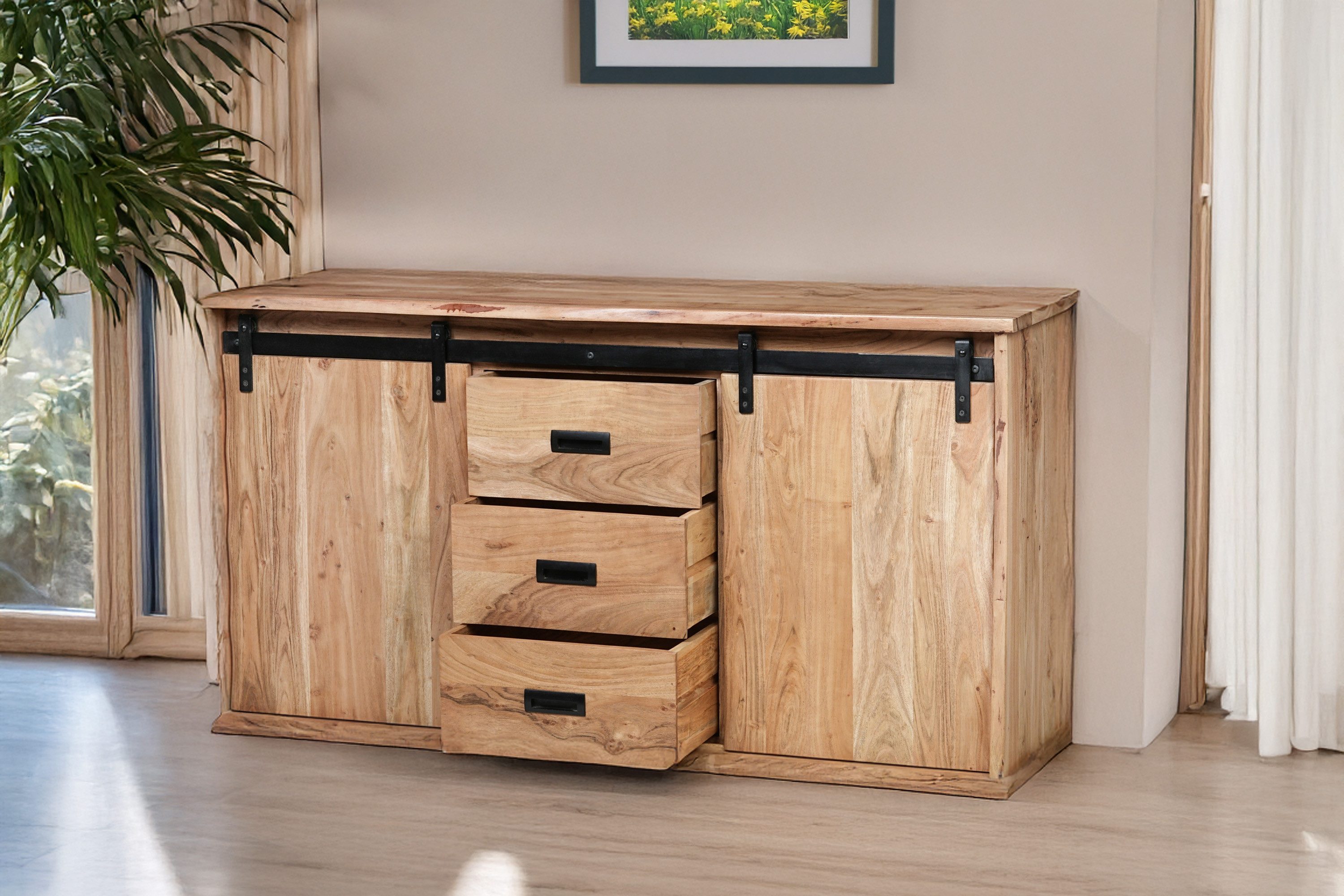 SAM® Sideboard Fritz, Akazienholz, mit Baumkante günstig online kaufen