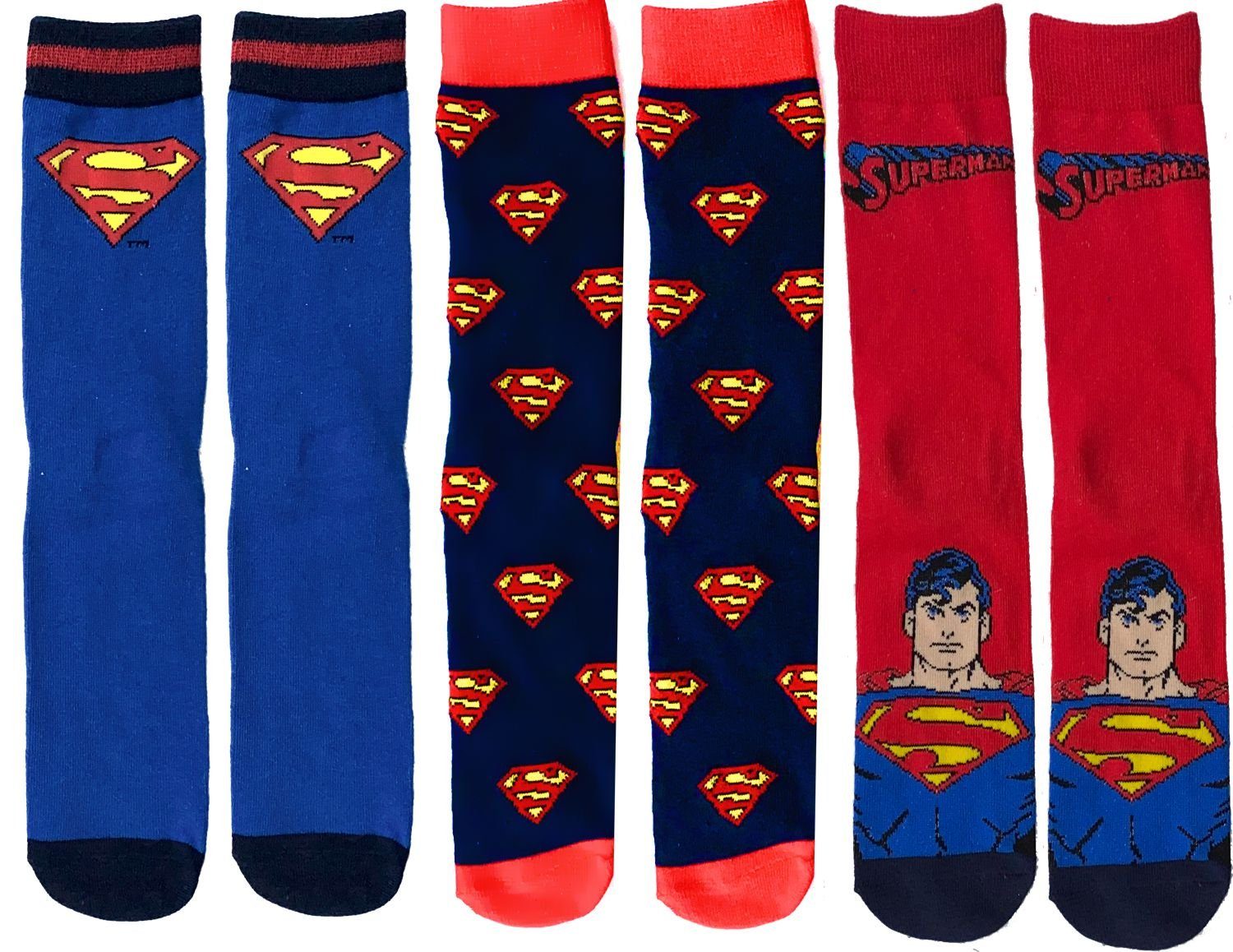 Batman Freizeitsocken Superman und Batman Socken Kinder + Jugendliche Strümpfe Kindersocken 3er Set Gr.35/37 38/40