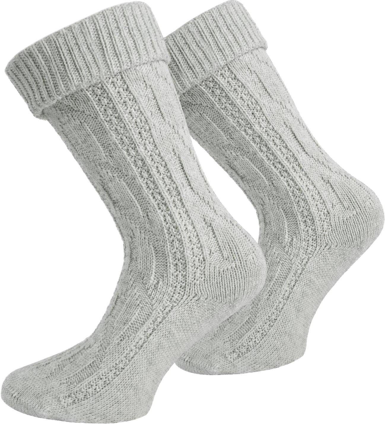 normani Trachtensocken Trachtensocken (1 Paar) Traditionelles Zopfmuster Silbermelange