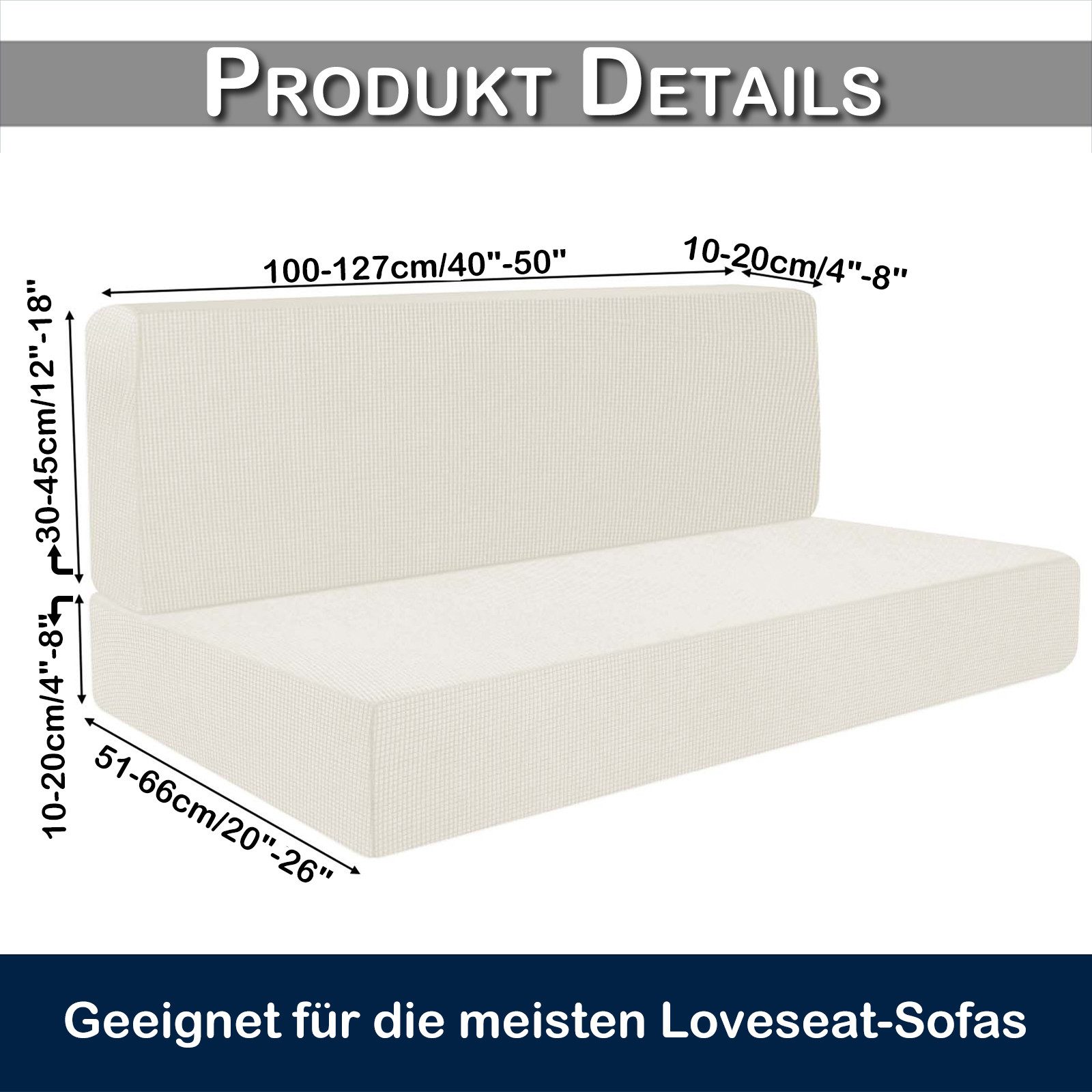 BTTO Sitzflächenhusse 2 Stück Wasserdicht Jacquard-Sofabezug, Stretch Sitzk günstig online kaufen