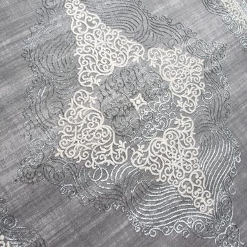 Teppich Orient Teppich mit klassischen Farben verziert in beige grau, Carpetia, rechteckig, Höhe: 12 mm, Fußbodenheizungs-geeignet, Hautsympathisch, Seitlich gekettelt