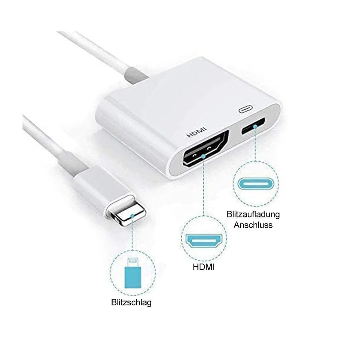 Novzep HDMI Lightning Adapter for iPhone & iPad, 1080p Full HD Video Converter Car Adapter