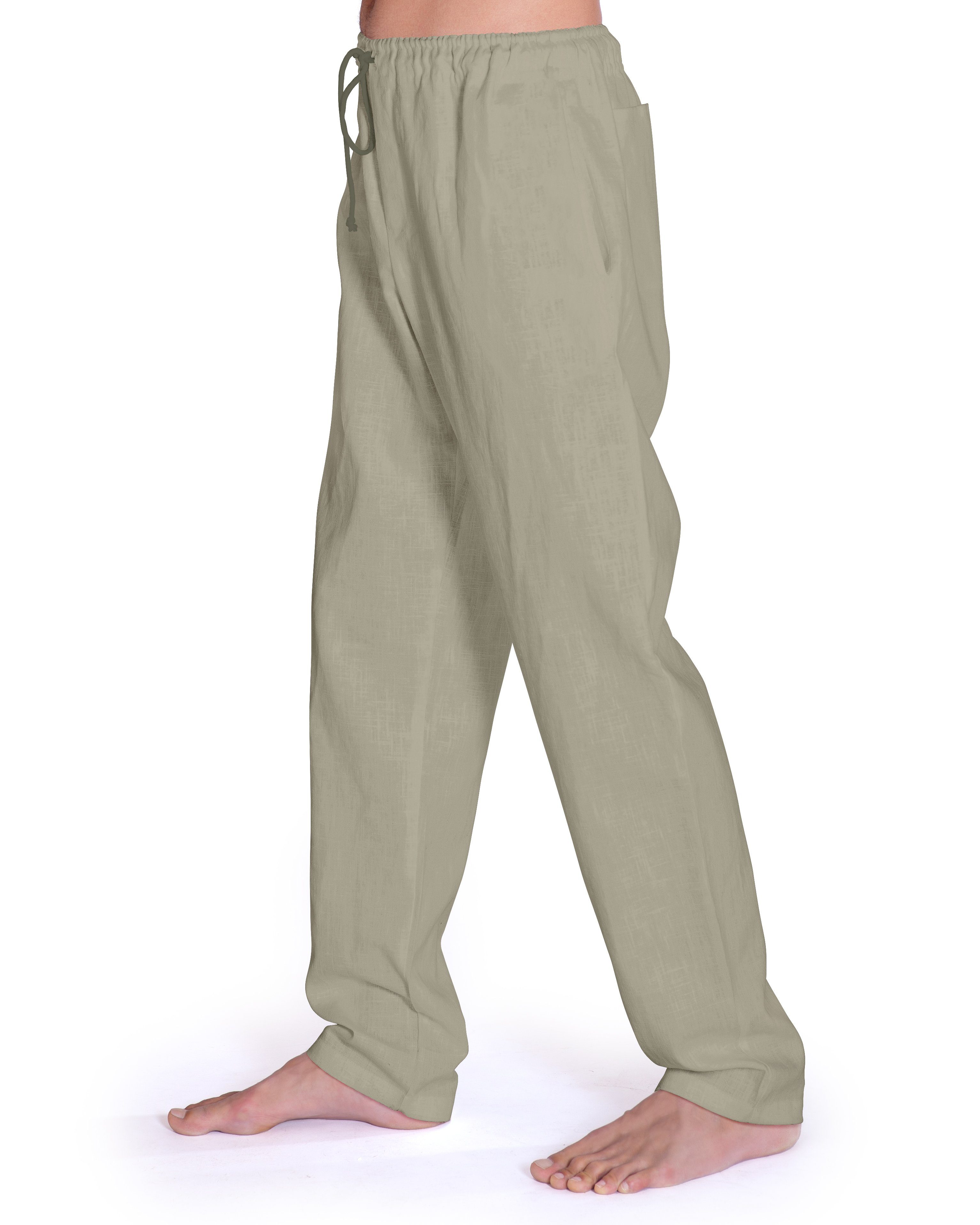 SCHAZAD oliv Chino Leinenhose