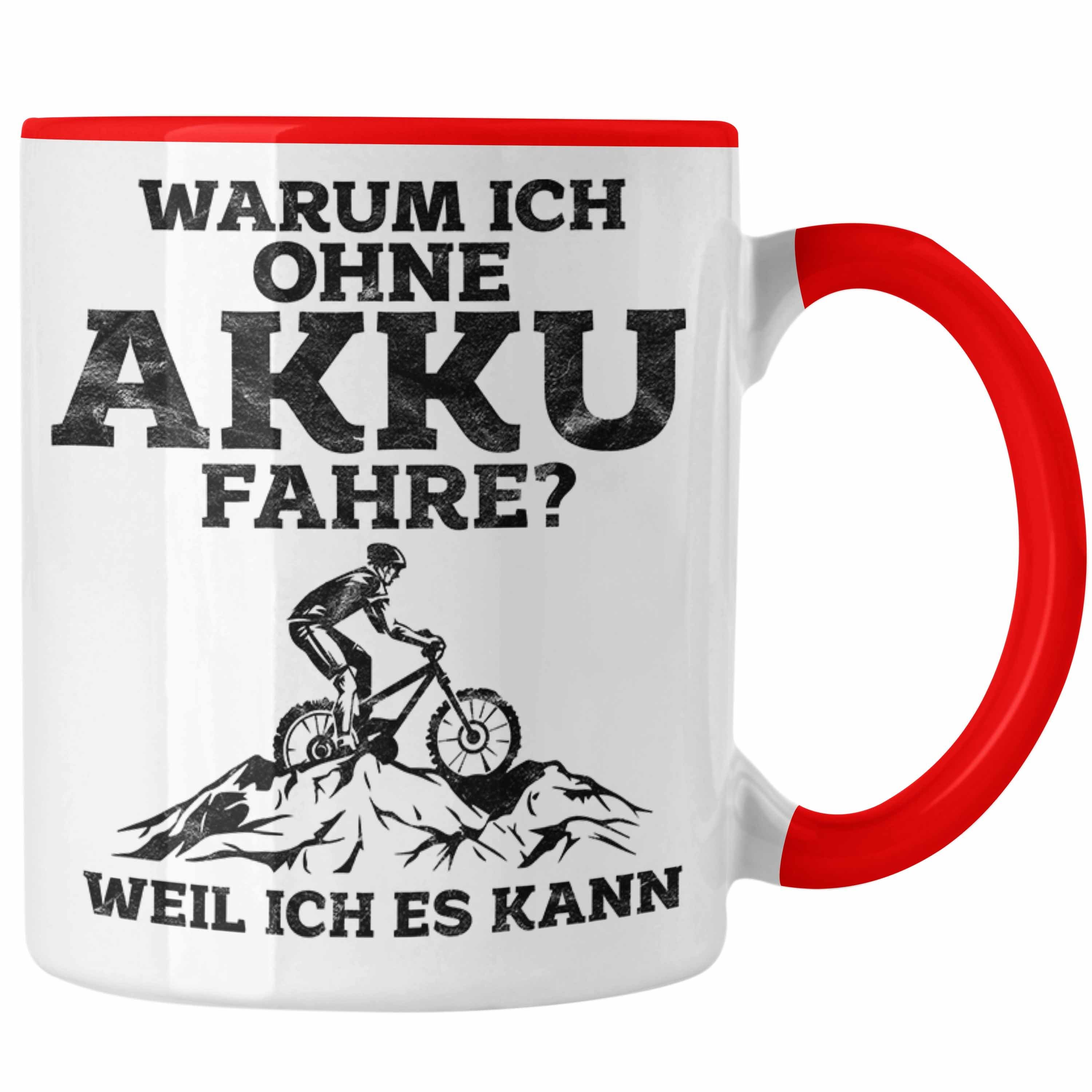 Trendation Tasse Lustige Geschenkidee Anti-E-Bike Tasse Rot Radfahrer Spruch
