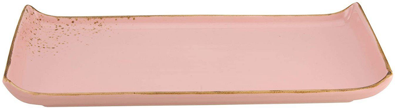 CreaTable Servierplatte Nature Servier rosa Collection, Set, 2-tlg), (Set, 33x16,5 cm Steinzeug