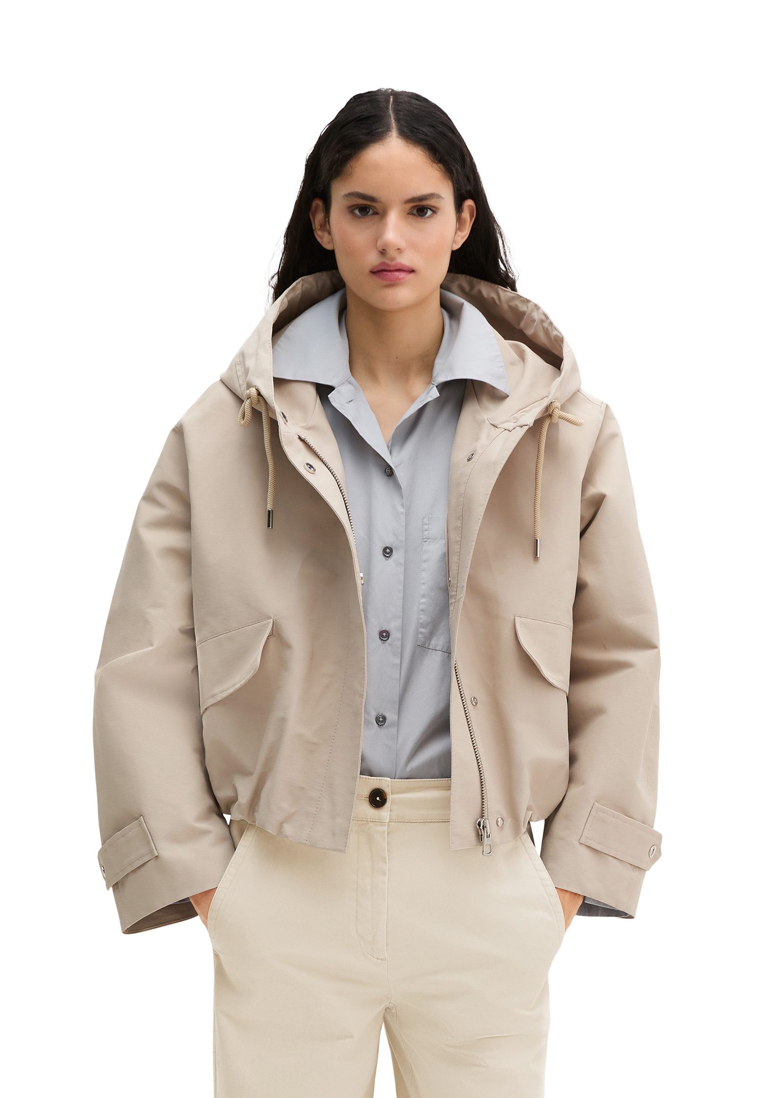 Marc O'Polo Canvasjacke mit Kapuze relaxed fit aus Cotton-Nylon-Mix günstig online kaufen