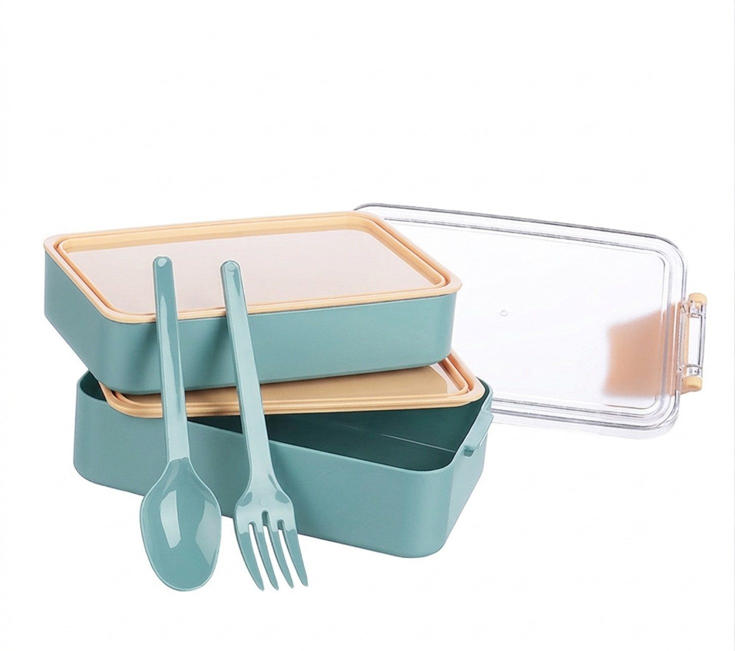 Michelino Lunchbox mit Fächern & Besteck, (4-tlg), Brotdose für Schule & Büro