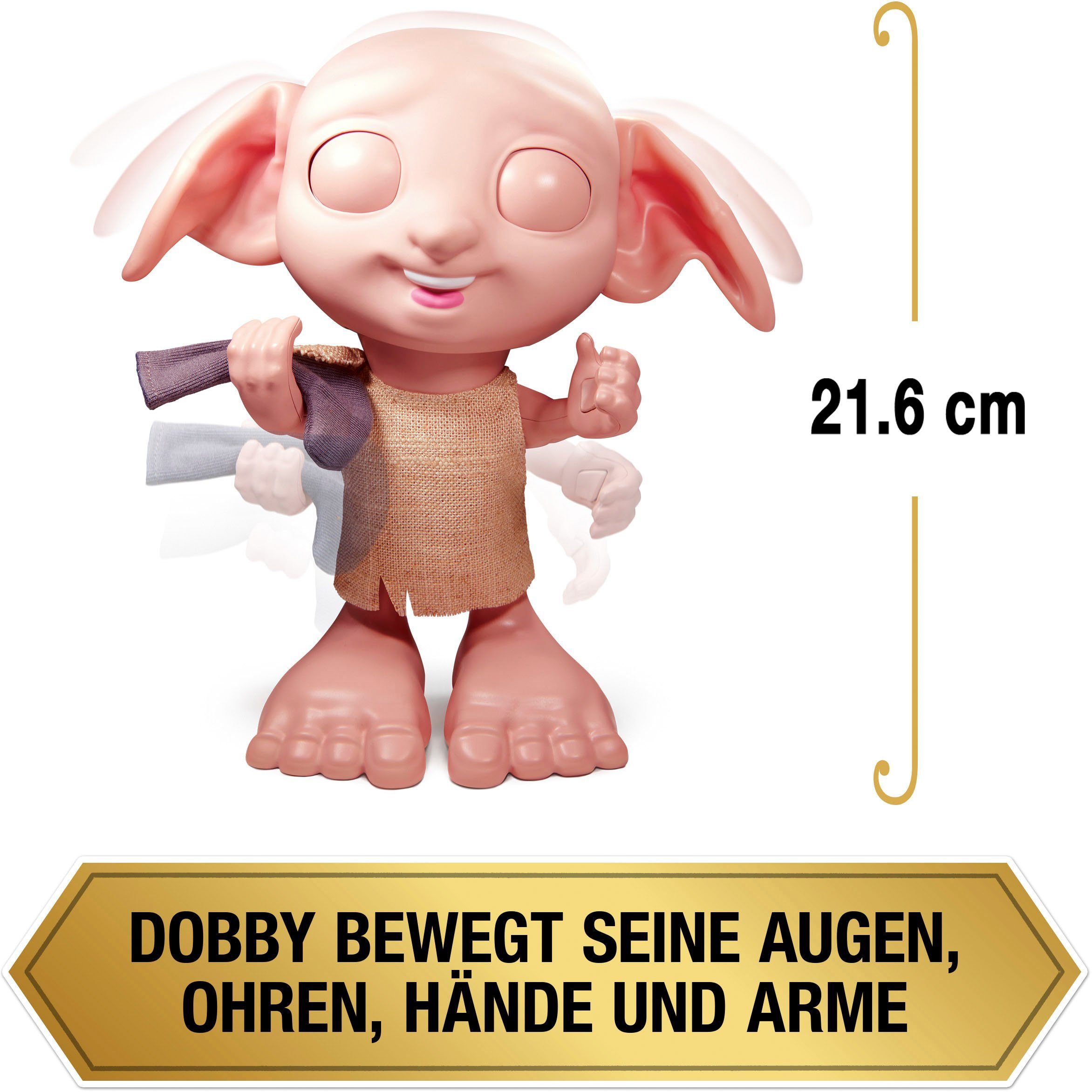 Spin Master Spielfigur Wizarding World - Dobby - Interaktiver Hauself (zweisprachig DE+IT), mit Geräuschen und Bewegungen