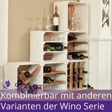 CHICCIE Weinregal Wino Flaschenregal aus Holz Weiß Geflammt X Regal, 1-tlg.