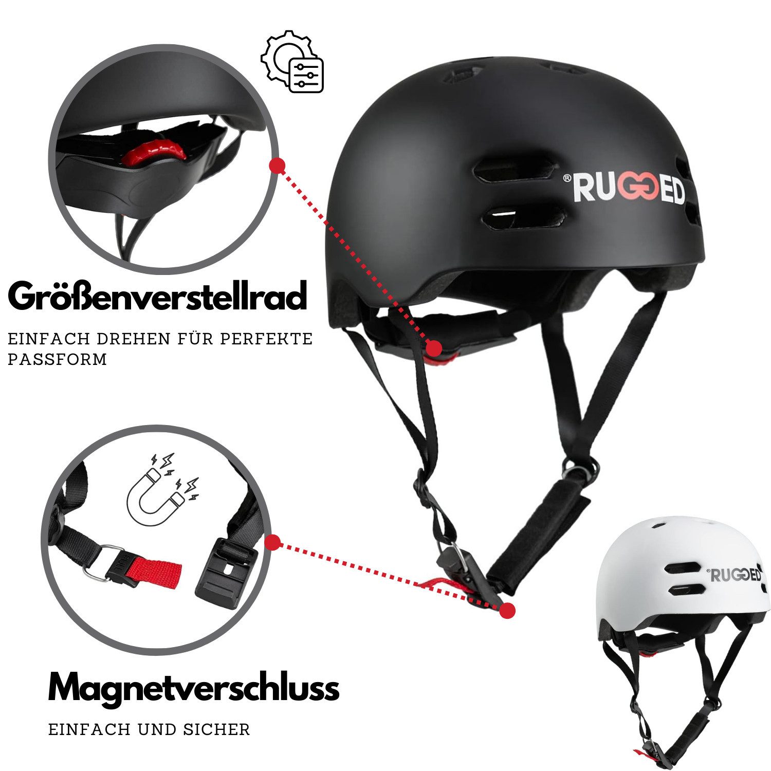 Rugged Stuntscooter Rugged in Mold Stunt-Scooter / Skate Helm weiß S (53-55cm)