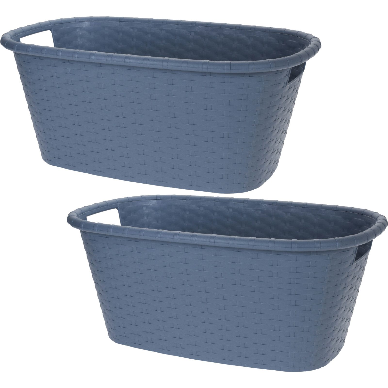 Koopman Wäschekorb Wäschewanne Kunststoff Pastellfarben 2 er Set (Set, 2 St., Packung), 2 Stk, 35 Liter, Blau, Rattan-Optik, Kunststoff