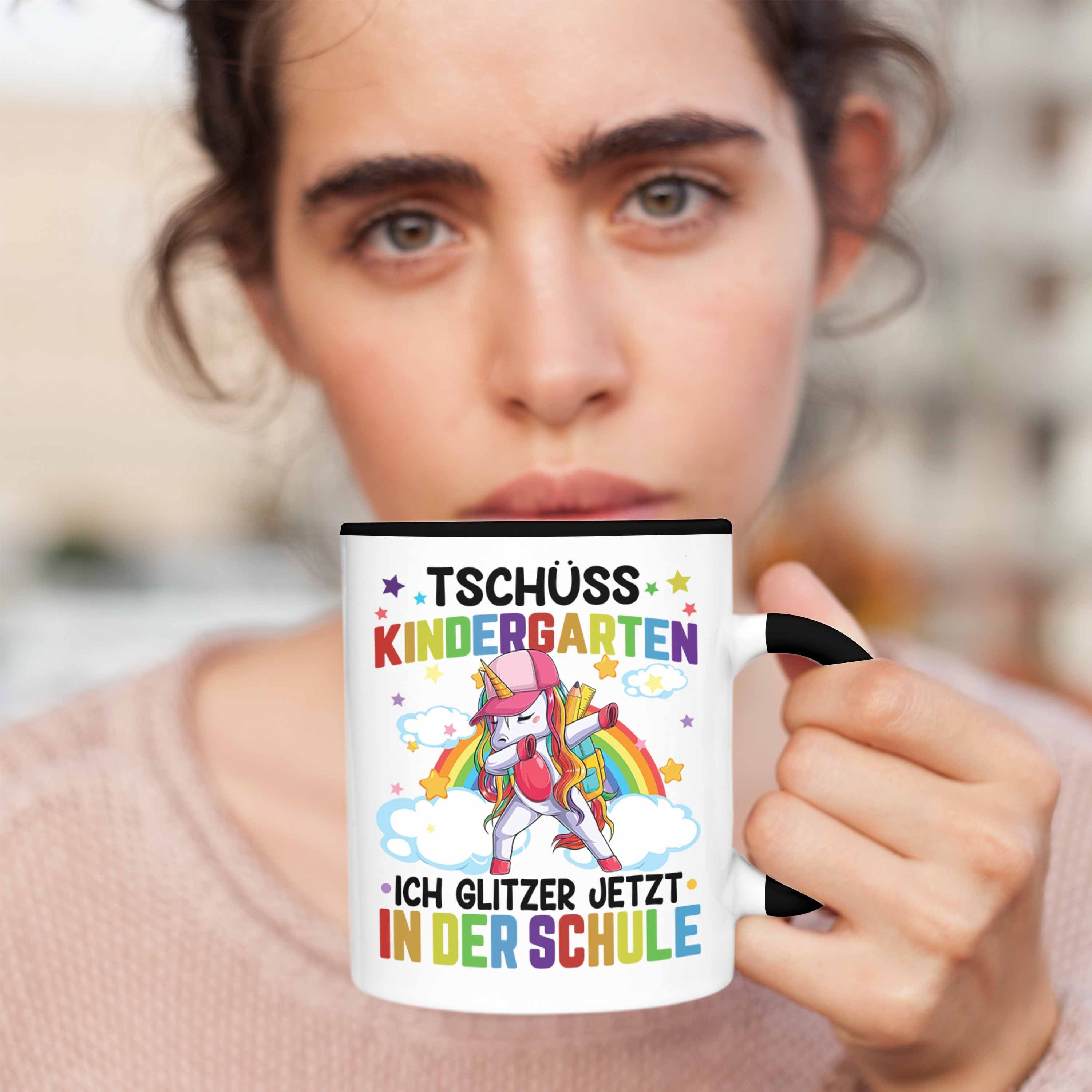 Kinderkarten zur Tasse Der Tasse Grundschule Trendation Trendation Schwarz Ich Schultag Glitzer Erster Geschenk Einschulung In - Tschüss