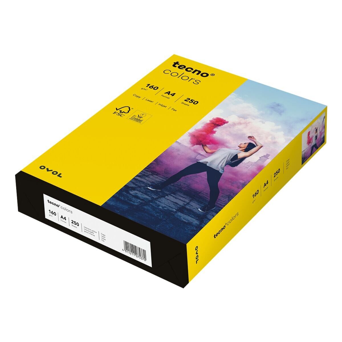 Inapa tecno Druckerpapier Rainbow / tecno Colors, Intensivfarben, Format DIN A4, 160 g/m², 250 Blatt