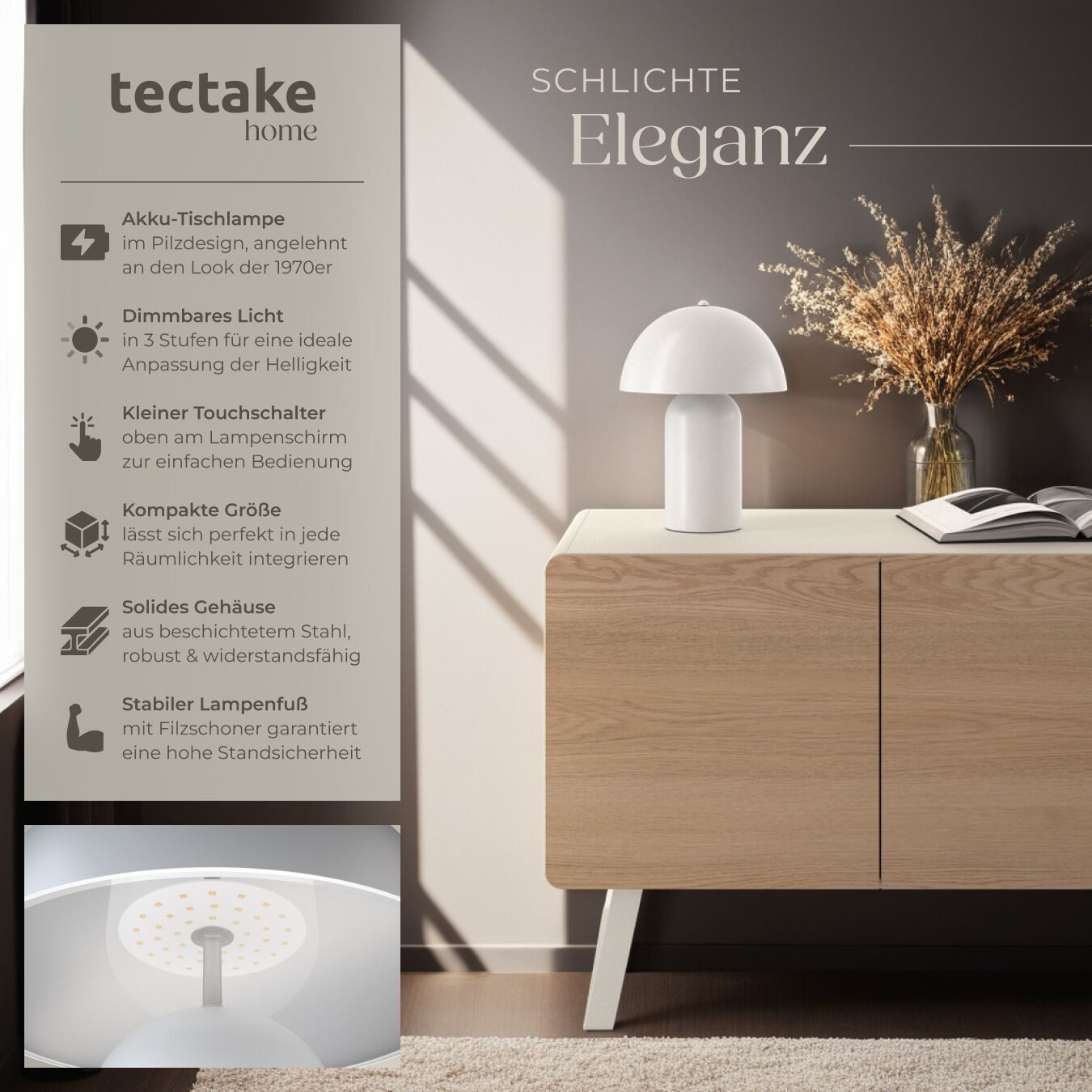 tectake Schreibtischlampe Akku-Tischlampe, Kleine Retro-Tischleuchte im ang günstig online kaufen